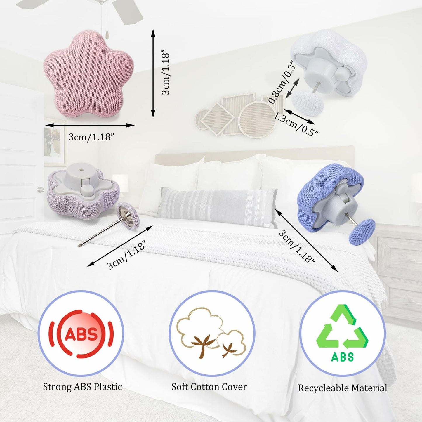 6pcs Star Shaped Duvet Pins Clips Comforter Holder Double-Sided Blue