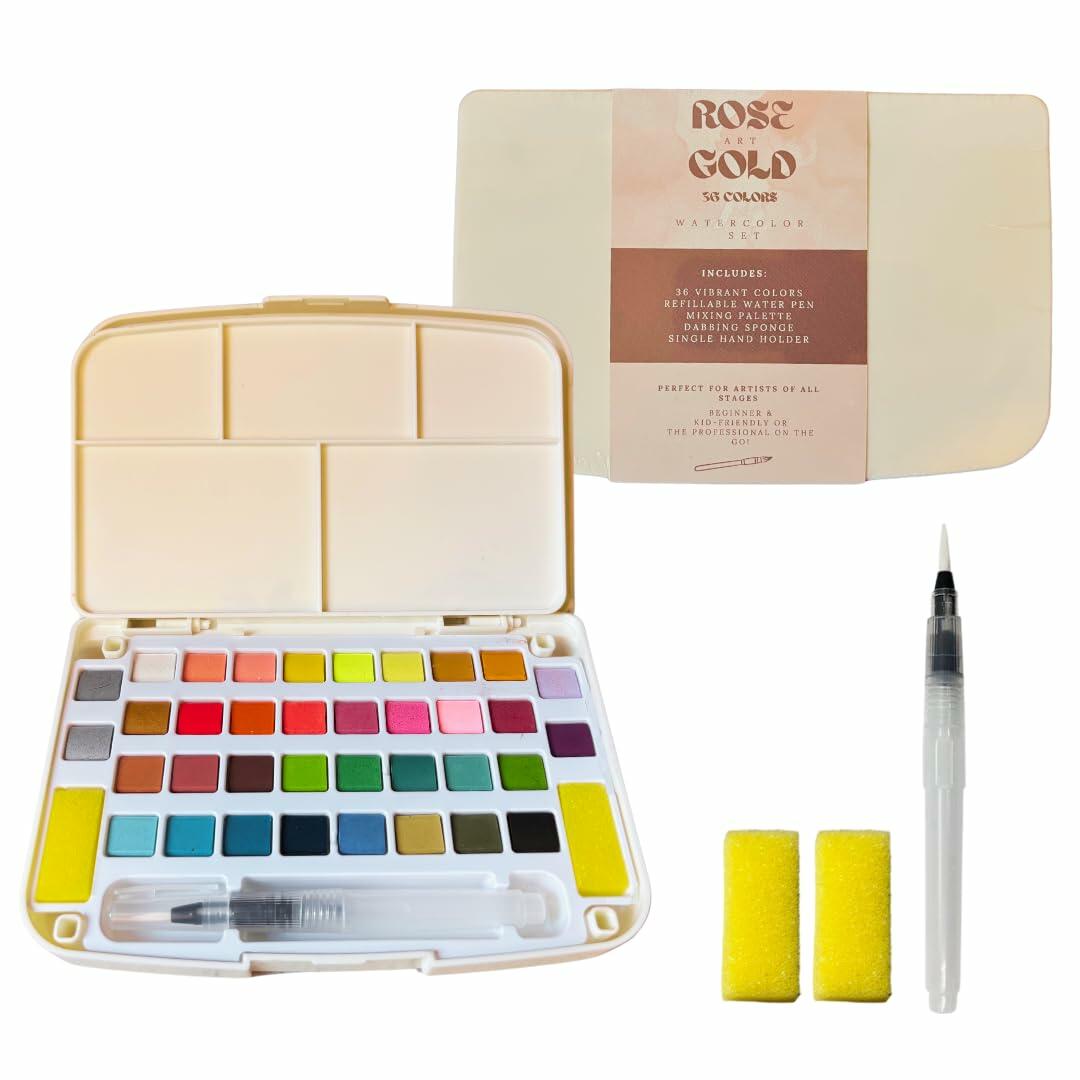 Watercolor Paint Set 36 Colors Non-Toxic Portable Kit for Adults & Kids