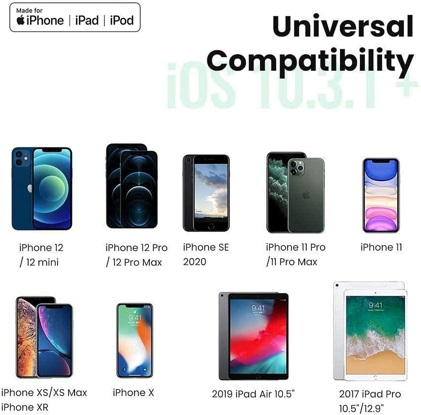 esbeecables Lightning to 3.5mm Audio & Charger Adapter 3-Port Lightweight