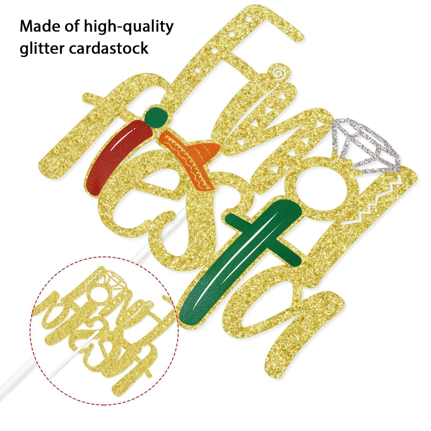 Final Fiesta Cake Topper Bachelorette Mexican Theme Bridal Shower Gold