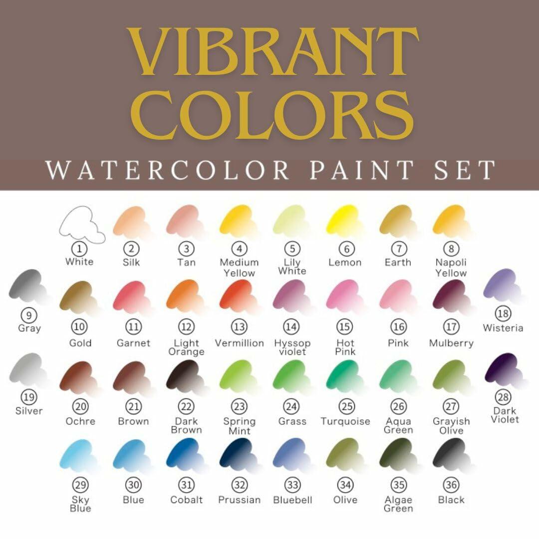 Watercolor Paint Set 36 Colors Non-Toxic Portable Kit for Adults & Kids