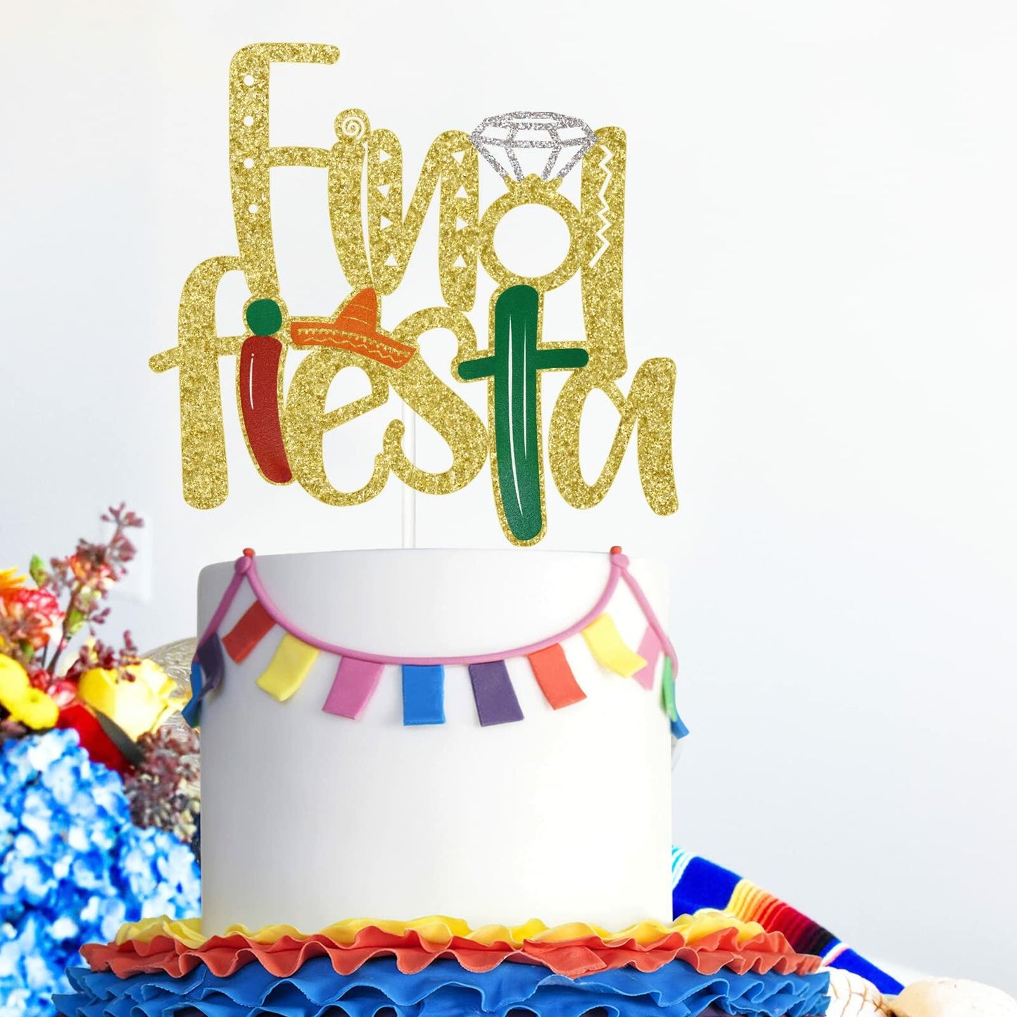 Final Fiesta Cake Topper Bachelorette Mexican Theme Bridal Shower Gold