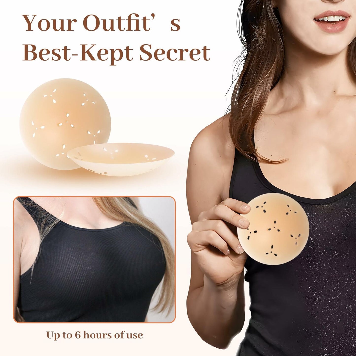 Hotoo Reusable Silicone Nipple Covers Pasties for Strapless Dresses Crème