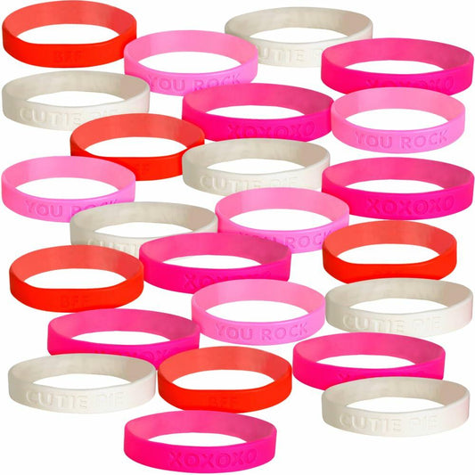 Rhode Island Novelty 8" Valentine's Rubber Bracelets - 24 Pieces
