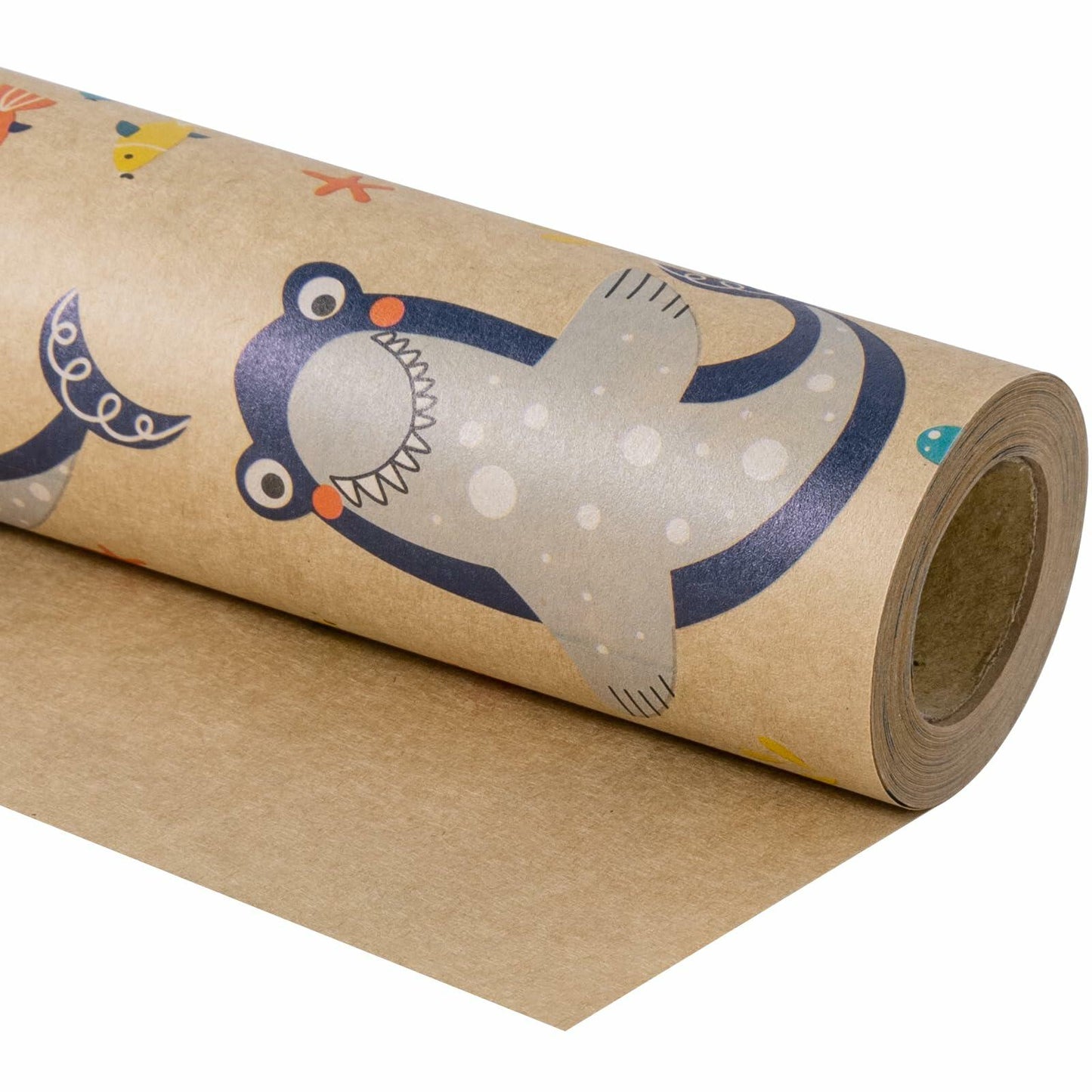 RUSPEPA Shark Kraft Wrapping Paper Roll Cartoon Pattern 17in x 16.5ft