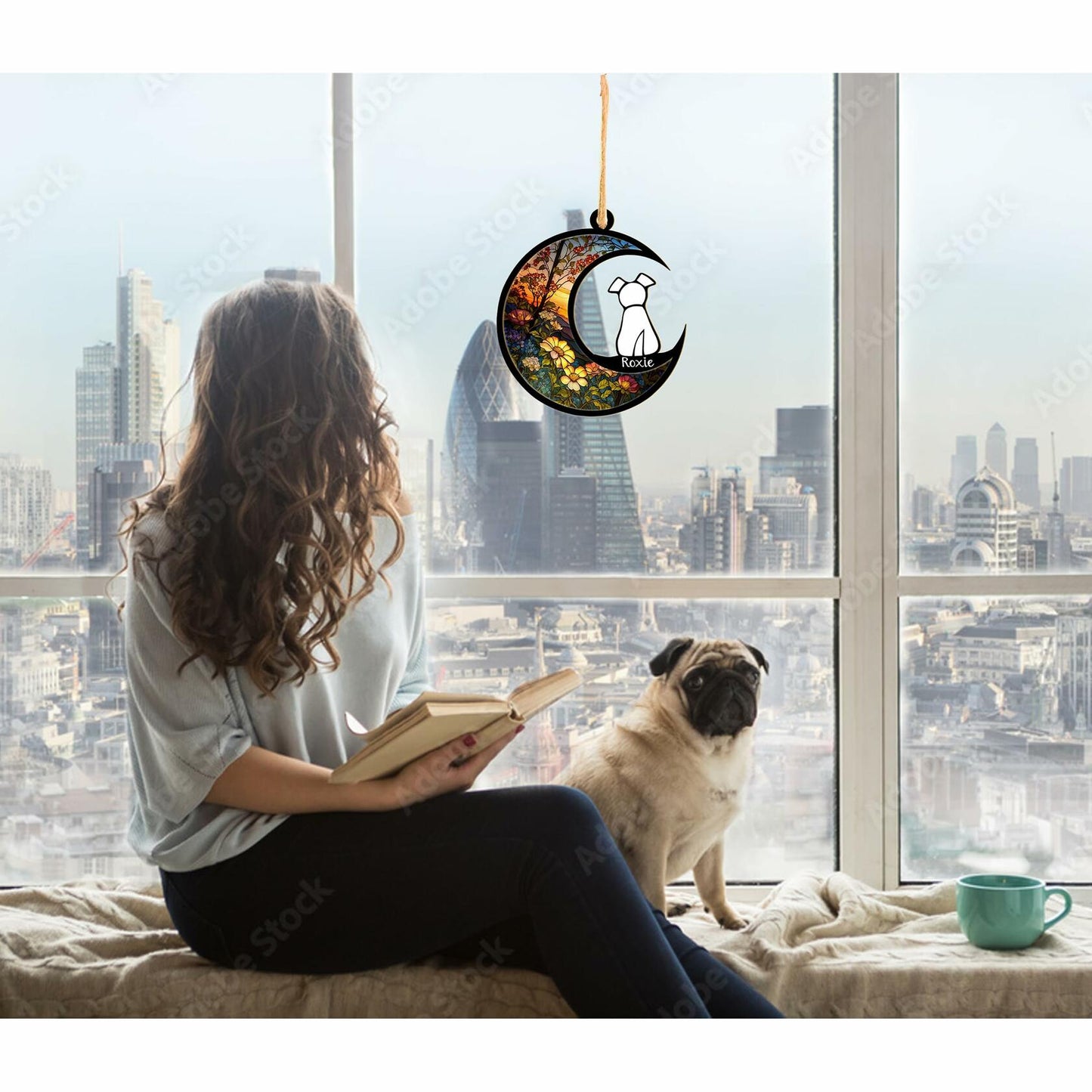 LOVELYPOD Dog Ornament Suncatcher Memorial Gift White 4 Inch