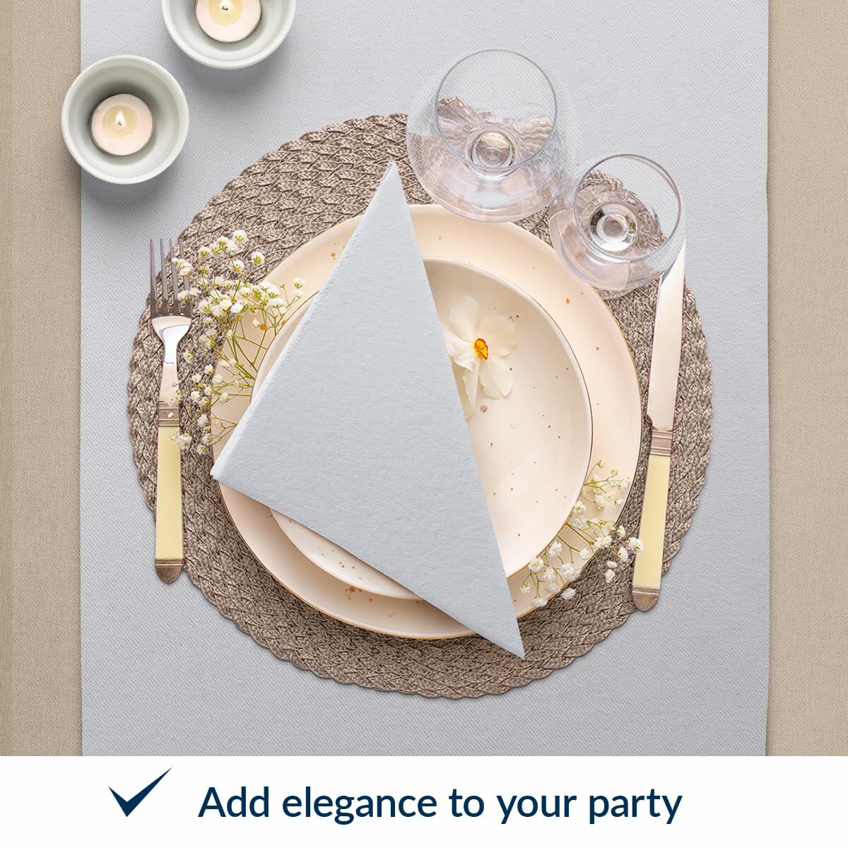 PAW Decor Collection Airlaid Paper Napkins 16x16 Silver 50 Pieces