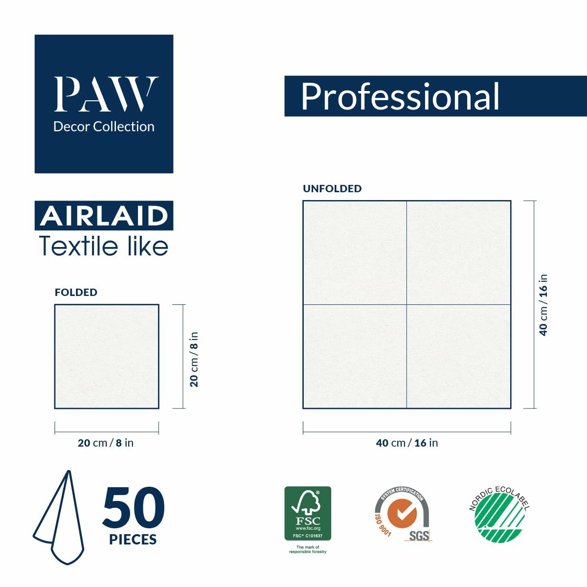 PAW Decor Collection Airlaid Paper Napkins 16x16 Silver 50 Pieces