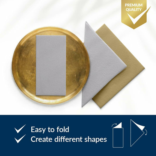 PAW Decor Collection Airlaid Paper Napkins 16x16 Silver 50 Pieces