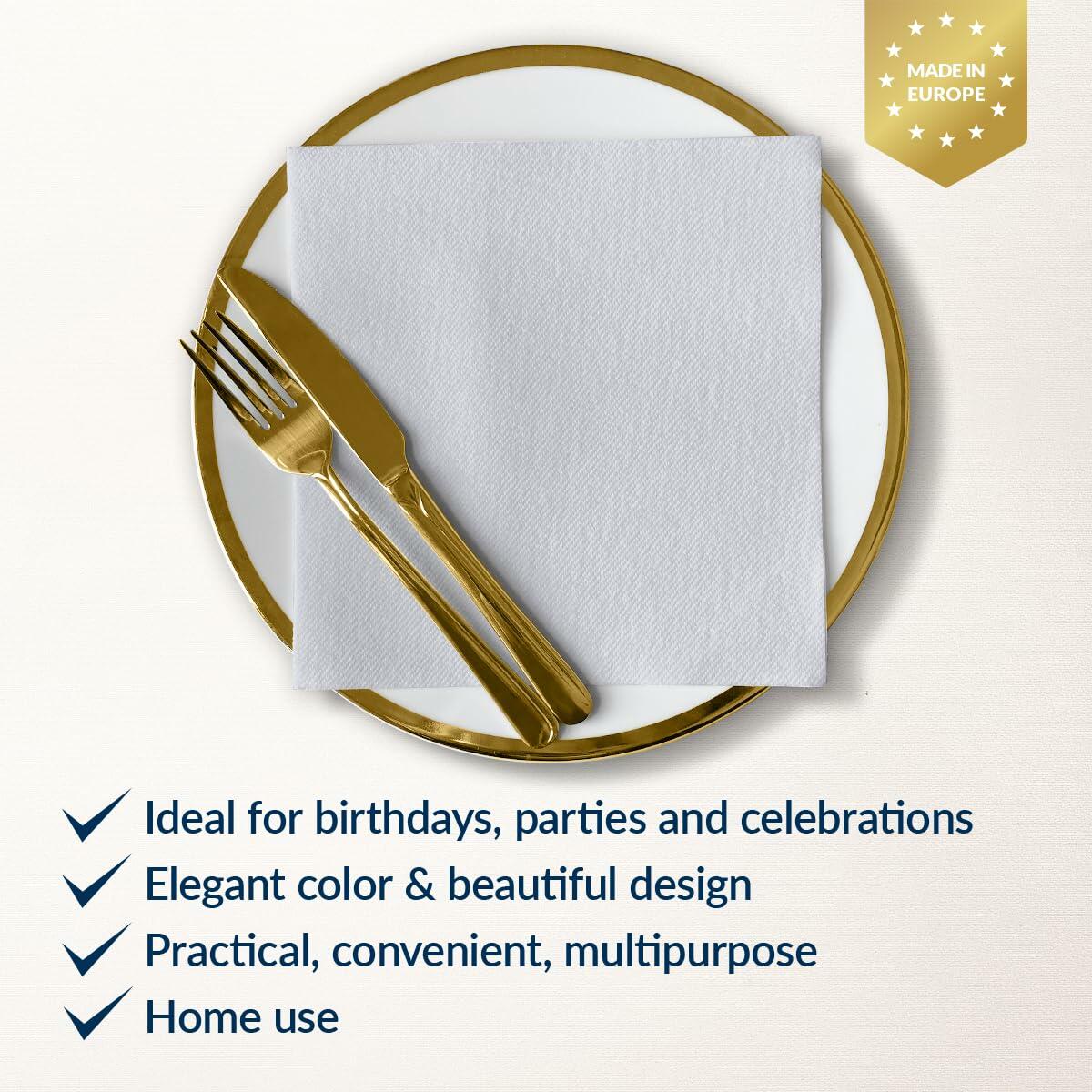 PAW Decor Collection Airlaid Paper Napkins 16x16 Silver 50 Pieces