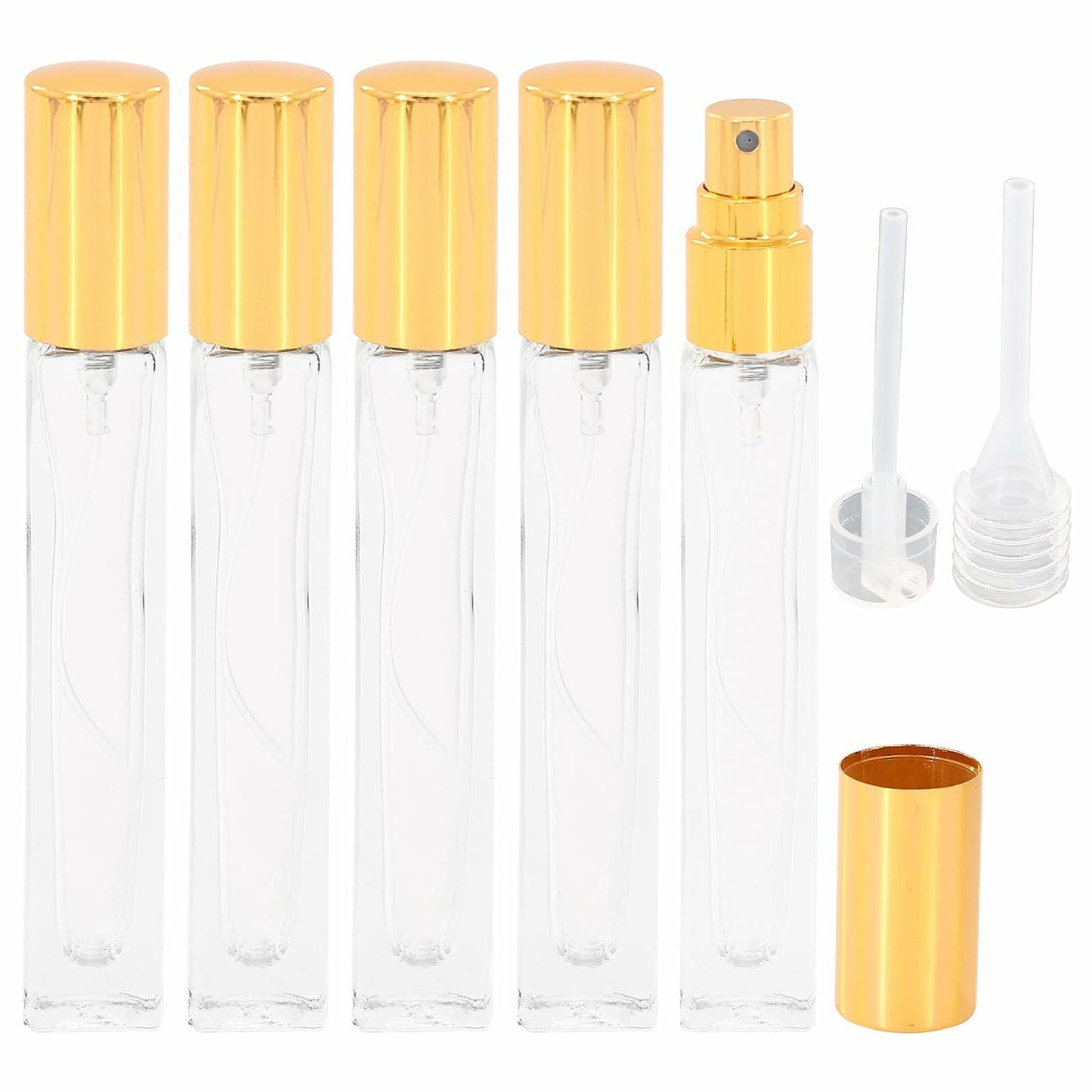 5PCS 10ml Mini Perfume Refillable Bottles Travel Atomizer Set with Dispenser