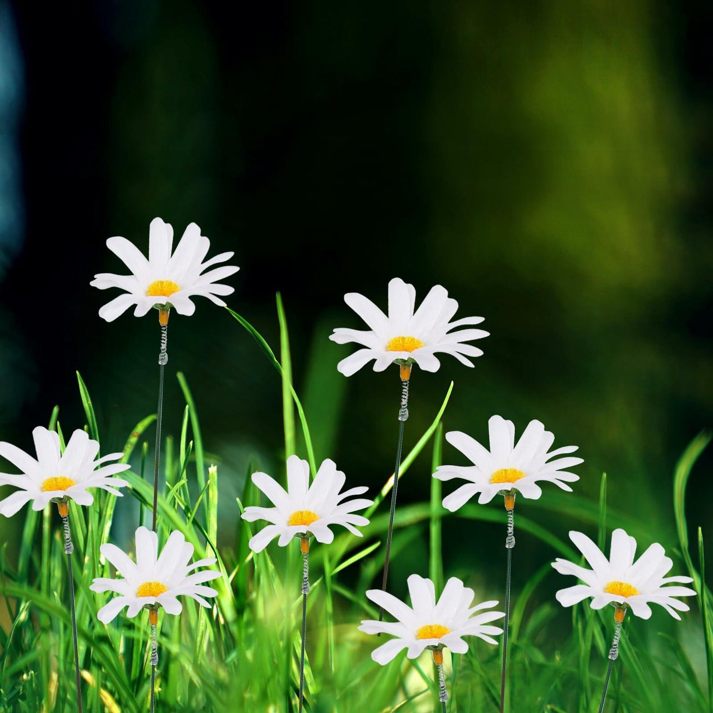 10PCS Daisy Flower Garden Stakes, Metal Flower Garden Stakes Iron Crafts,