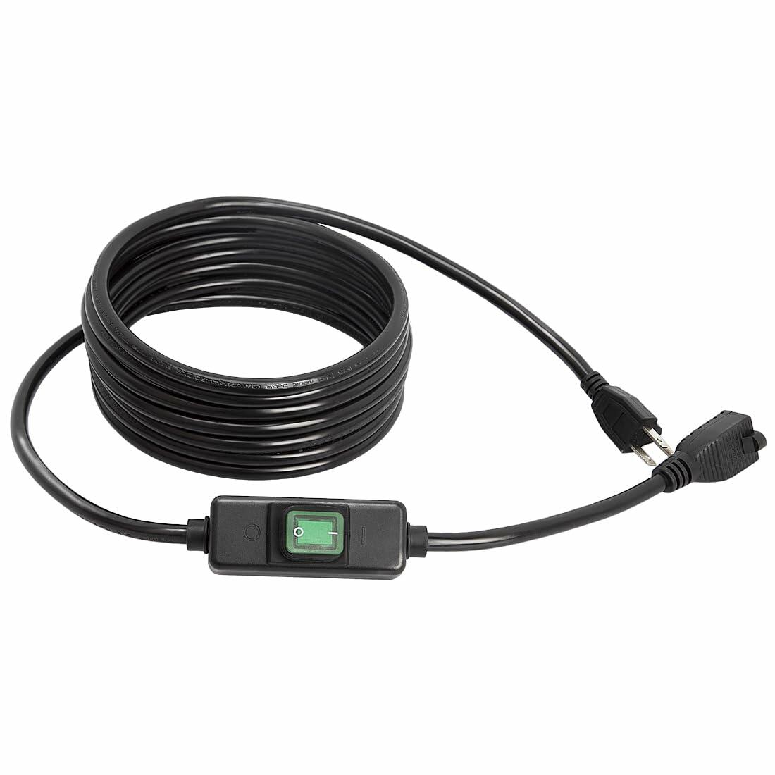 DEALTUS 15ft Nema 5-15 SJTW 14AWG Outdoor Extension Cord Waterproof Switch Black