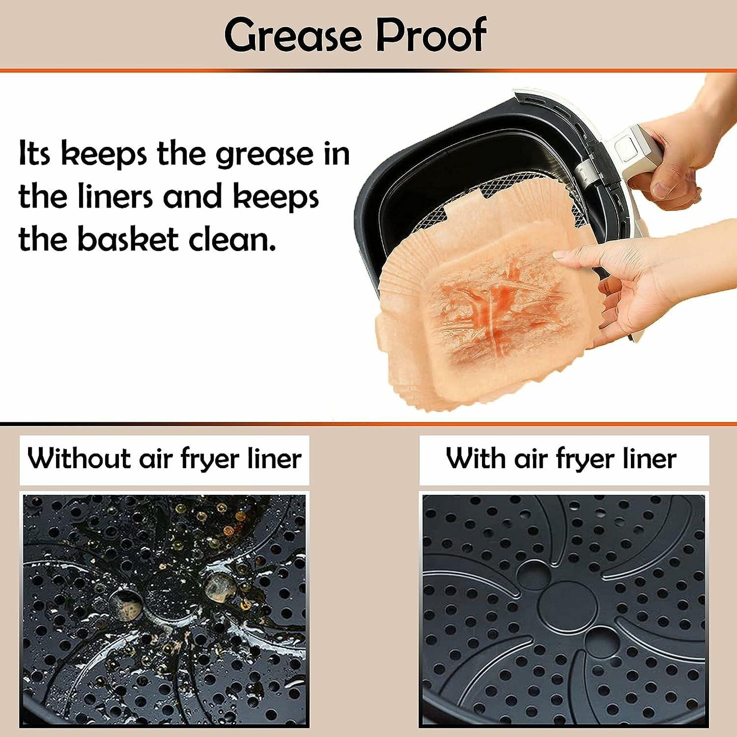 Yampahpa 100PCS Large Air Fryer Parchment Paper Liners 7.9in Square