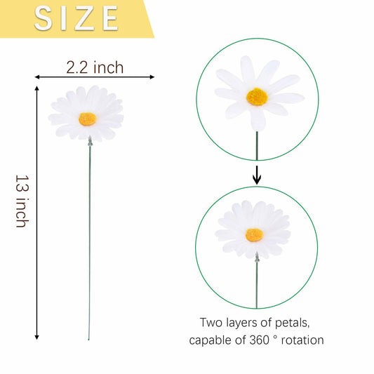 10PCS Daisy Flower Garden Stakes, Metal Flower Garden Stakes Iron Crafts,