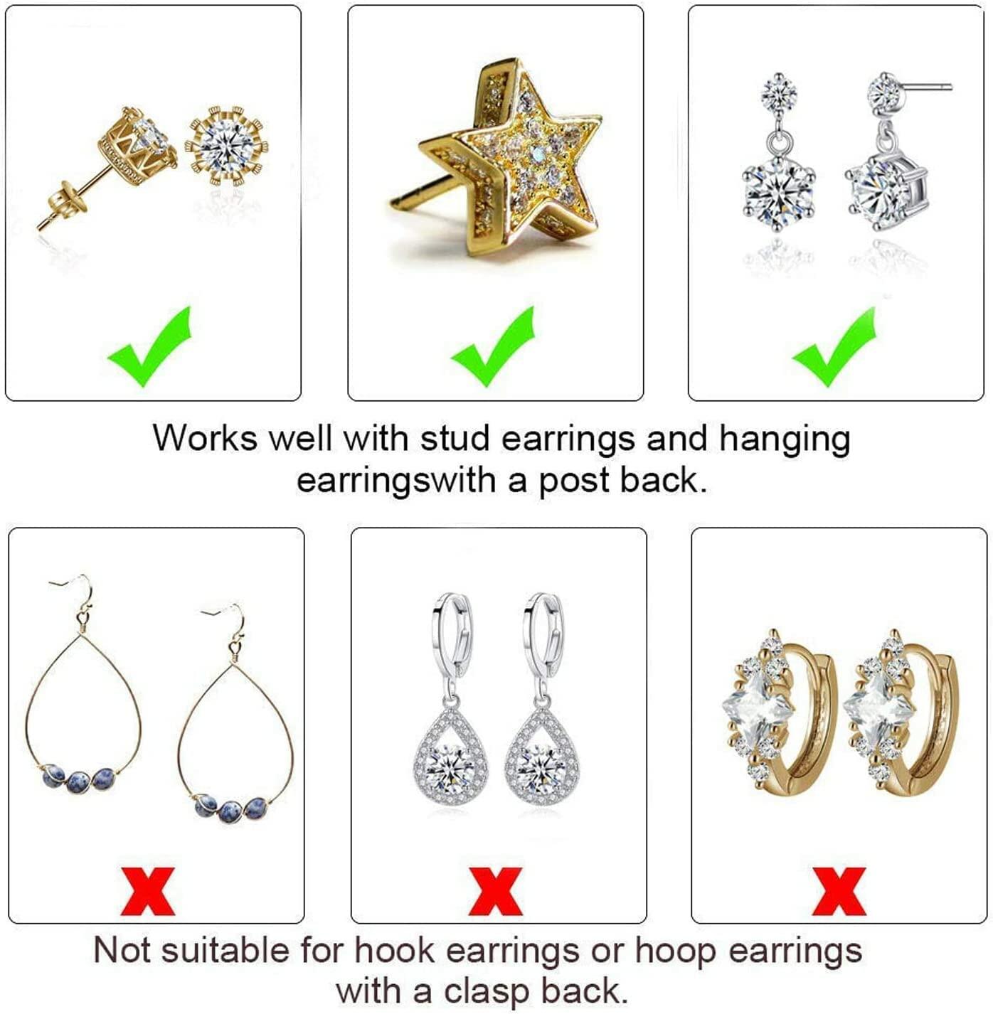 DELECOE Hypoallergenic 14K Gold Plated Adjustable Earring Backs 4Pcs Gold&Silver
