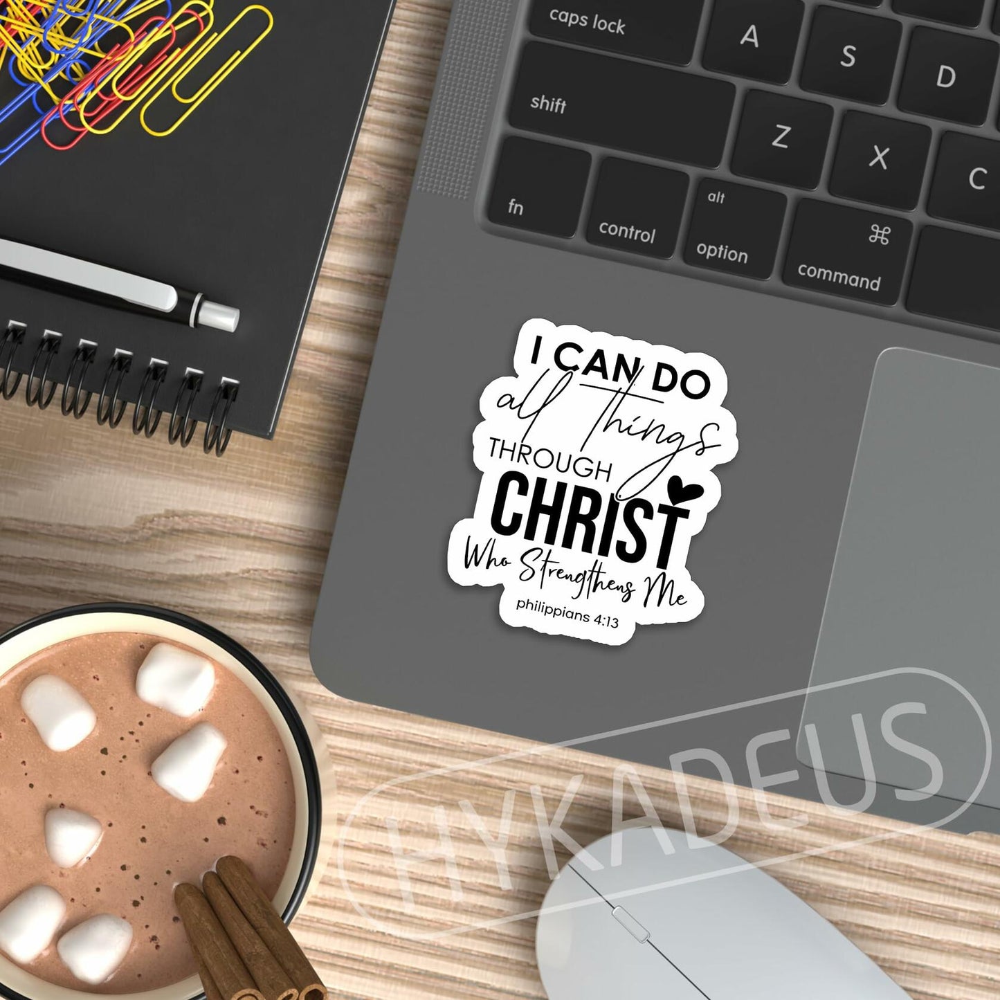 HYKADEUS I Can Do All Things Christian Bible Verse Stickers 3x2.5in 3Pc