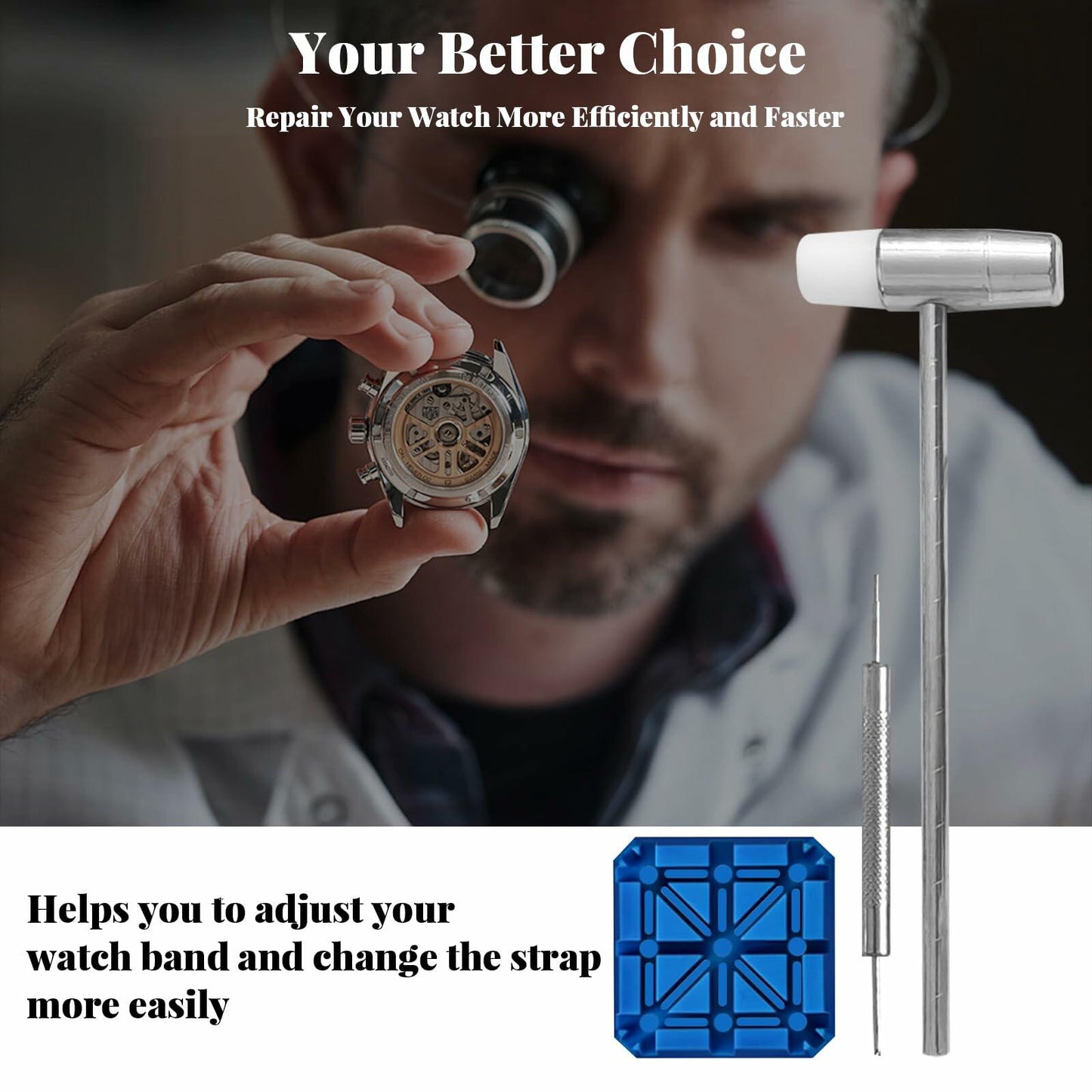 SIXCOLORS Watch Link Band Pin Removal Tool Kit with Spring Bar Tool Blue