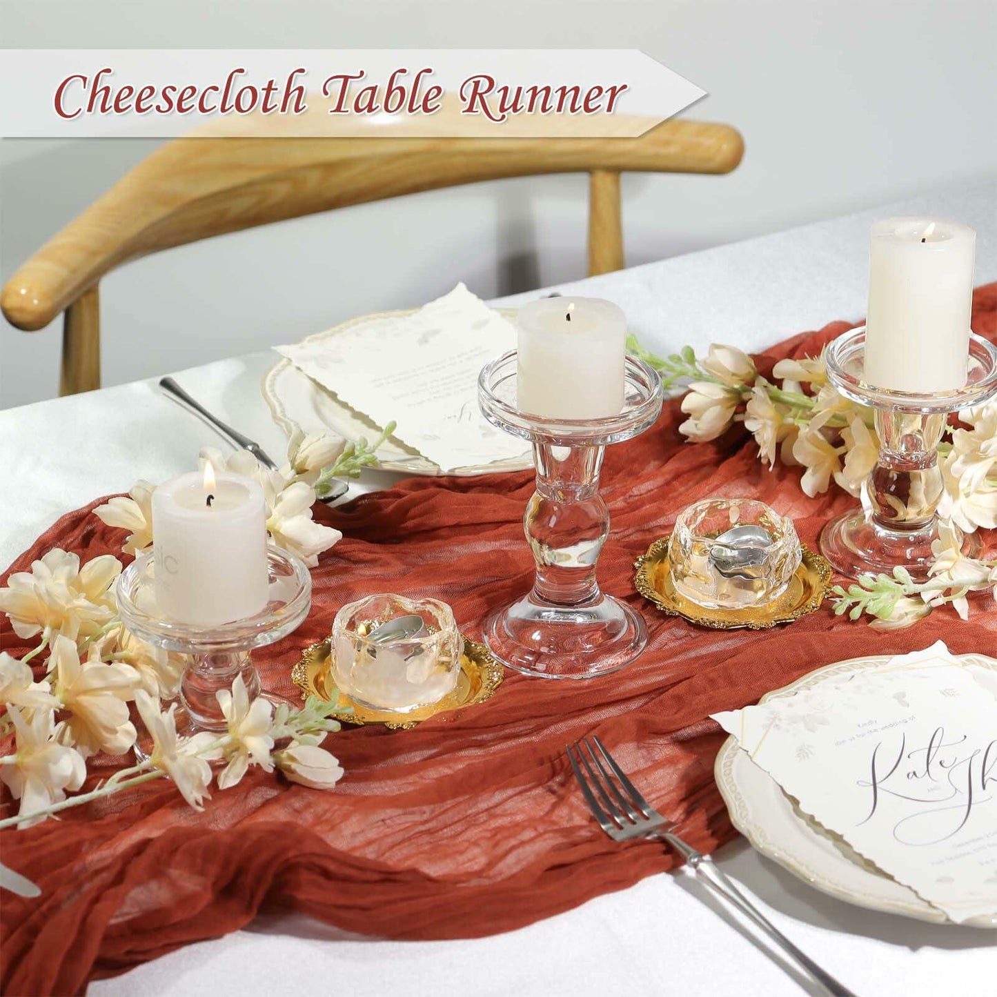 ZAGQIG Fall Table Runner Cheesecloth 10FT Boho Rustic Farmhouse Terracotta 1Pack