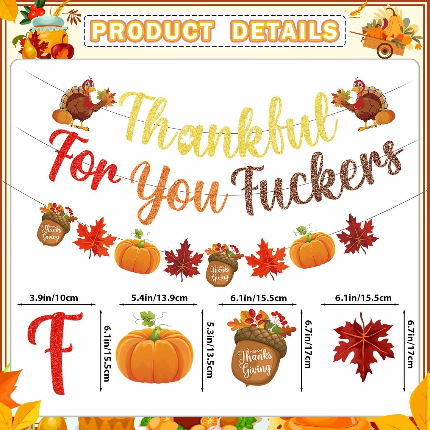 Yavxzvbw Thankful for You Banner Fall Leaves Garland Orange Thanksgiving