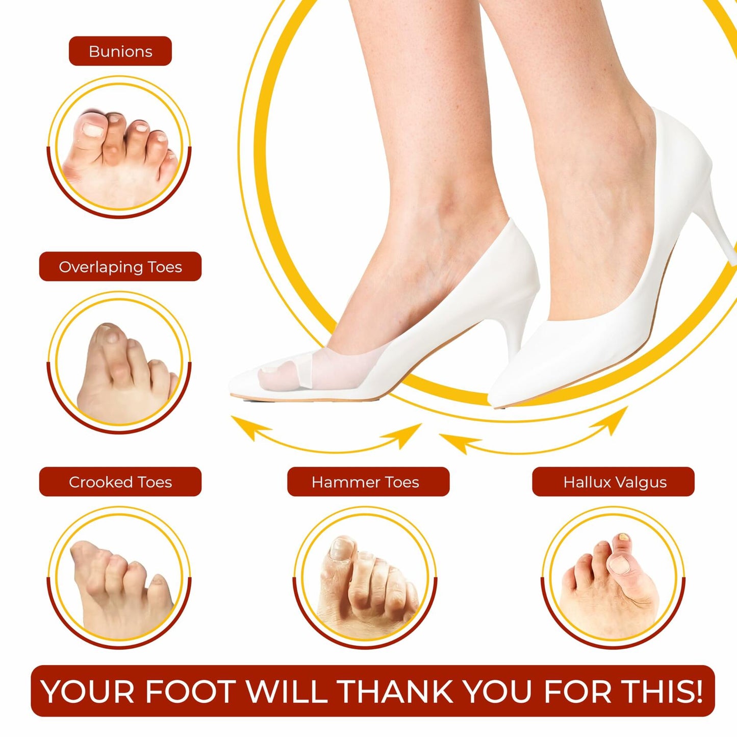 Kubbar Orthopedic Toe Spacers Bunion Corrector Hammer Toe Straightener 2 Pairs