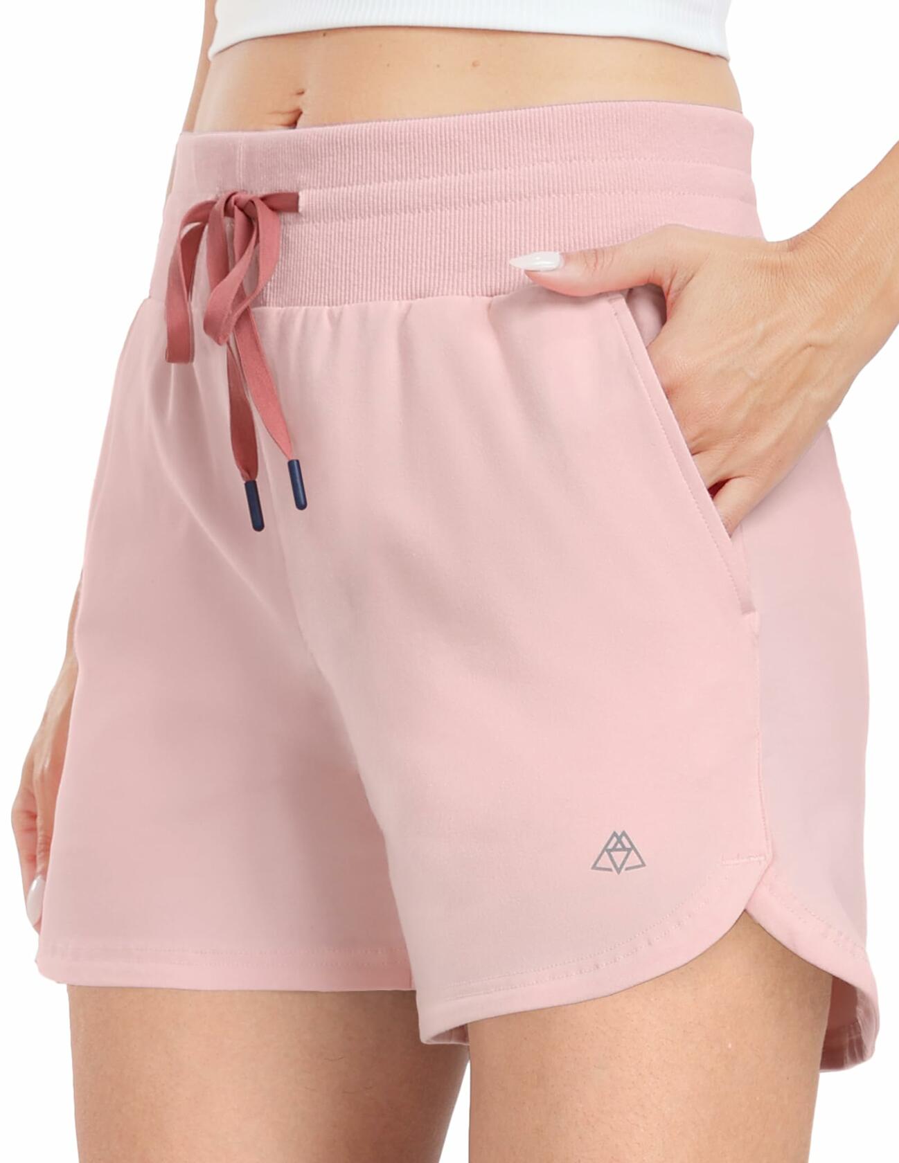 Haimont Women's Cotton High Waist Sweat Shorts 4" Pink 3 Pockets Size XS