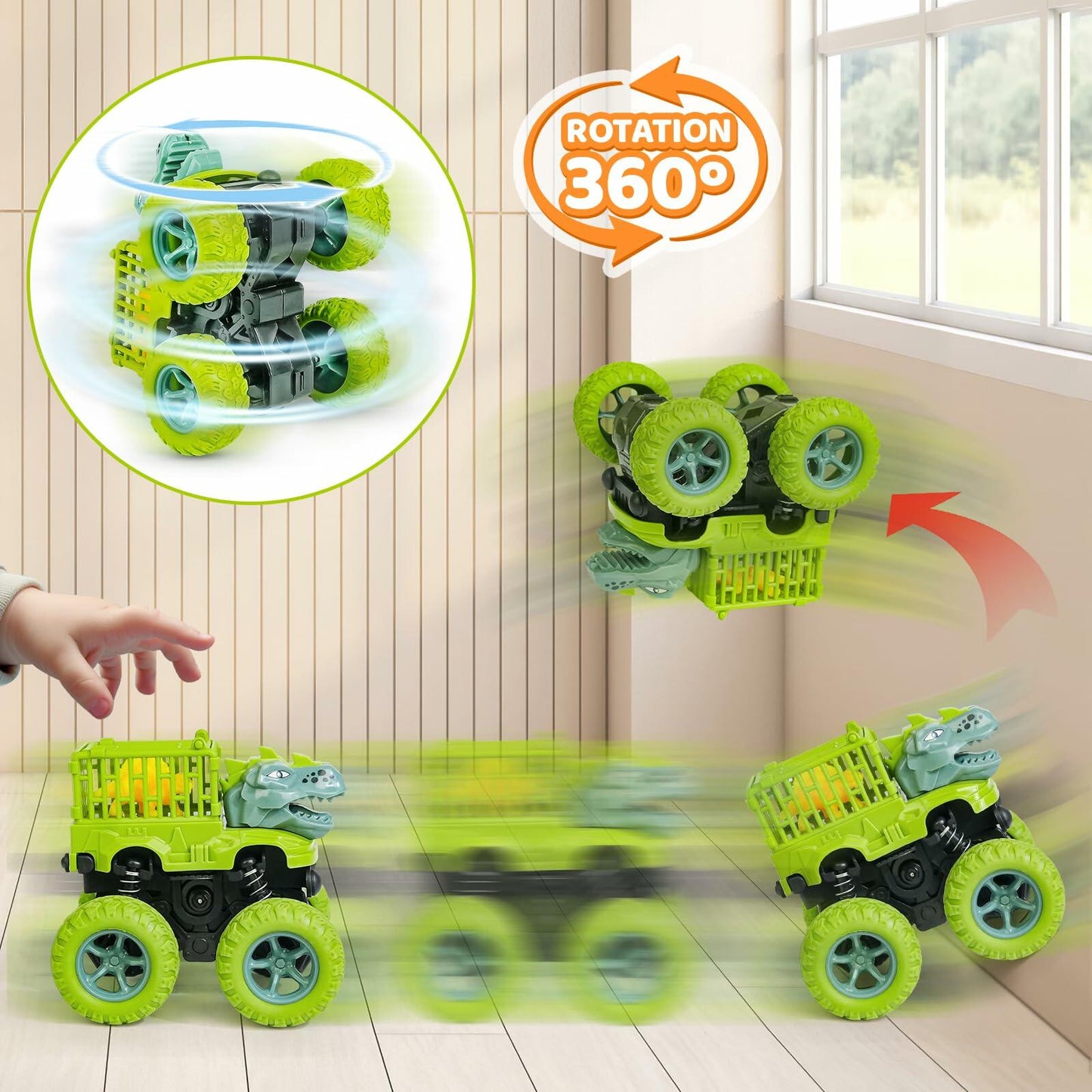 Beestech Dinosaur Push & Pull Friction Truck Toy for Boys Toddlers