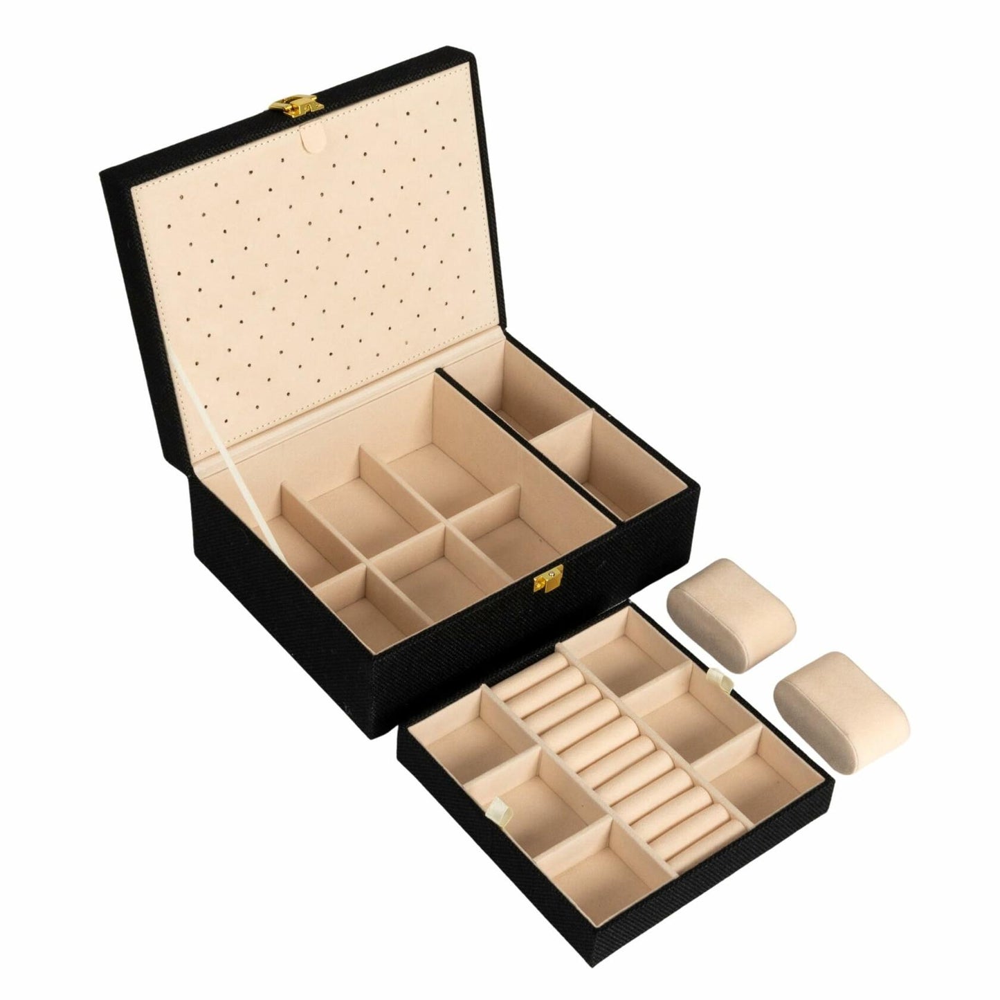 Household Essentials Vegan Leather Travel Jewelry Organizer Box Caramel