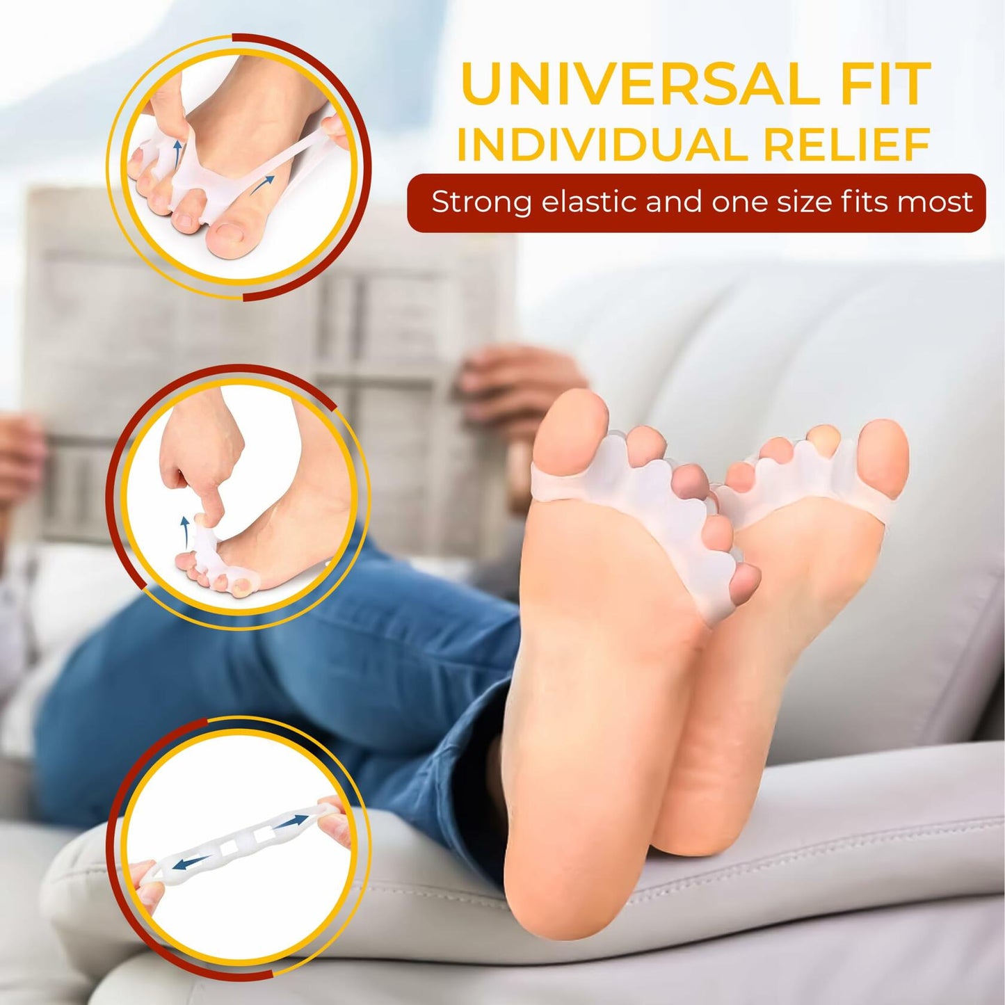 Kubbar Orthopedic Toe Spacers Bunion Corrector Hammer Toe Straightener 2 Pairs