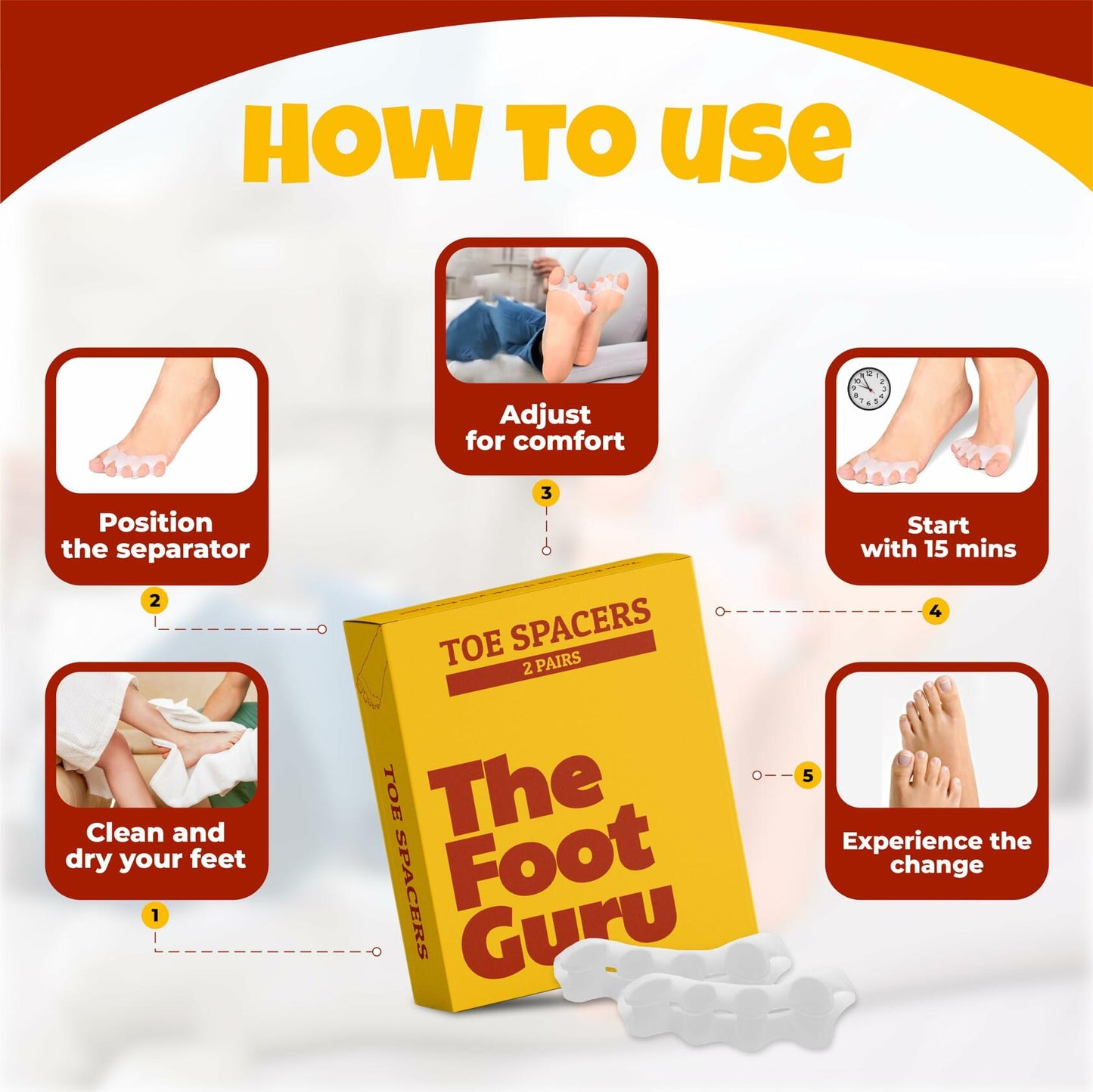 Kubbar Orthopedic Toe Spacers Bunion Corrector Hammer Toe Straightener 2 Pairs