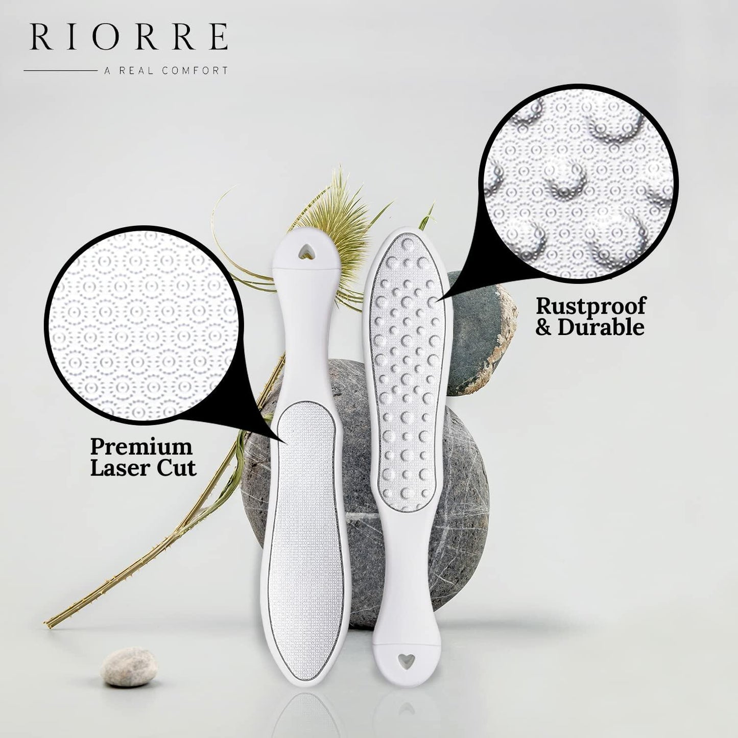 Riorre Professional 3-in-1 Foot Scrubber Callus Remover White Pack 1
