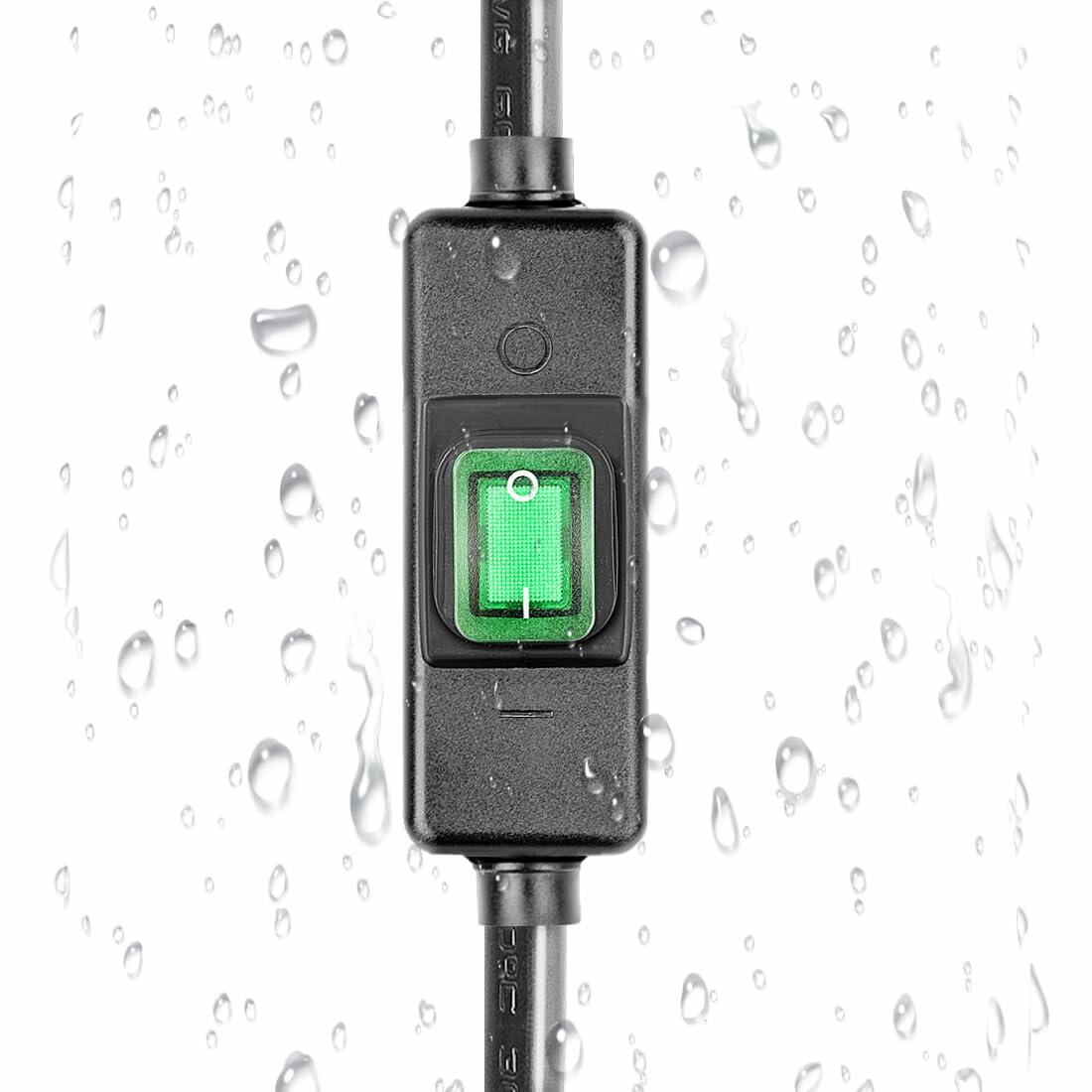 DEALTUS 15ft Nema 5-15 SJTW 14AWG Outdoor Extension Cord Waterproof Switch Black