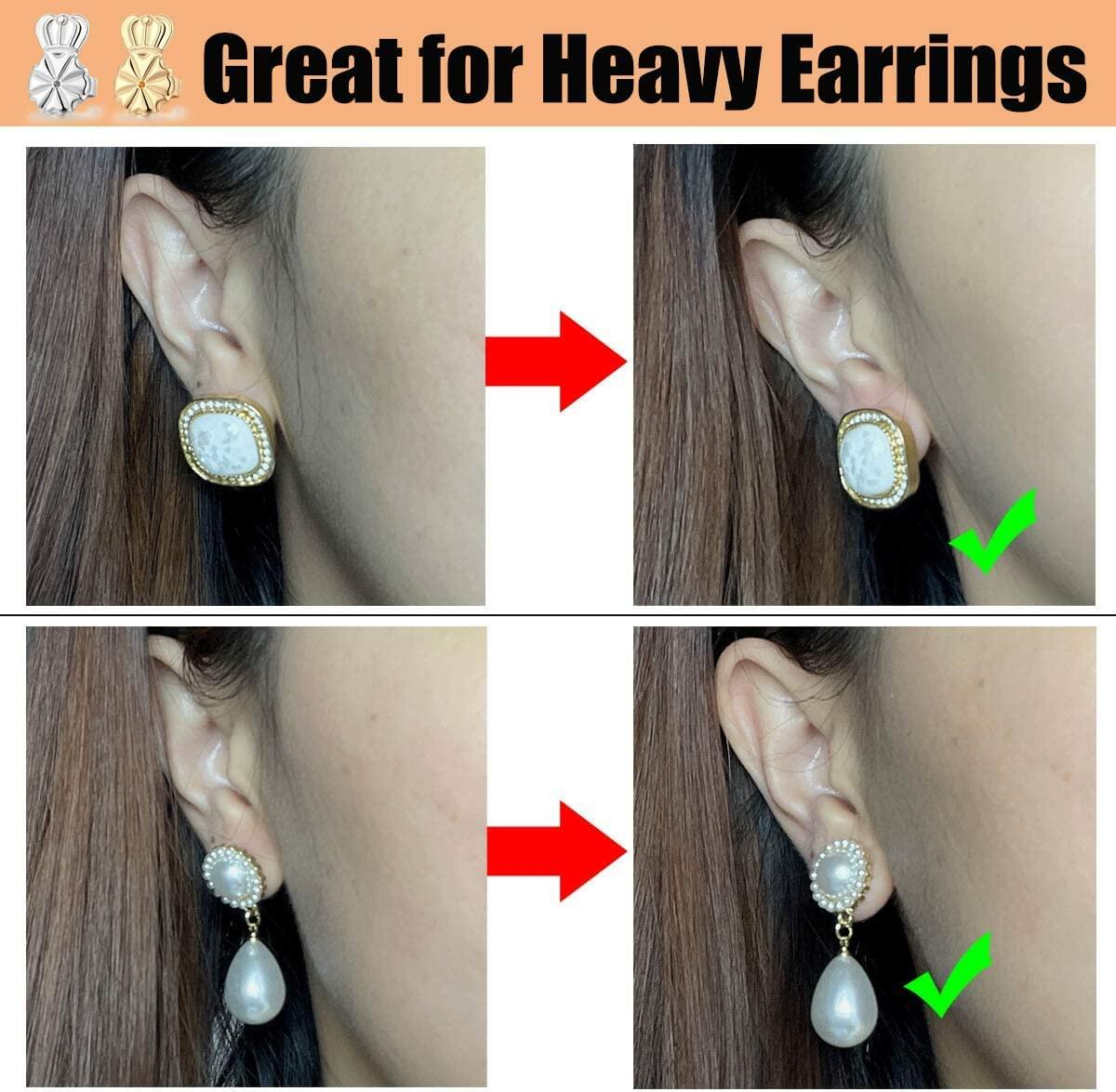 DELECOE Hypoallergenic 14K Gold Plated Adjustable Earring Backs 4Pcs Gold&Silver