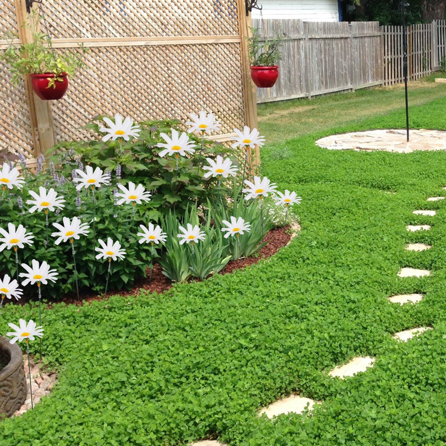 10PCS Daisy Flower Garden Stakes, Metal Flower Garden Stakes Iron Crafts,