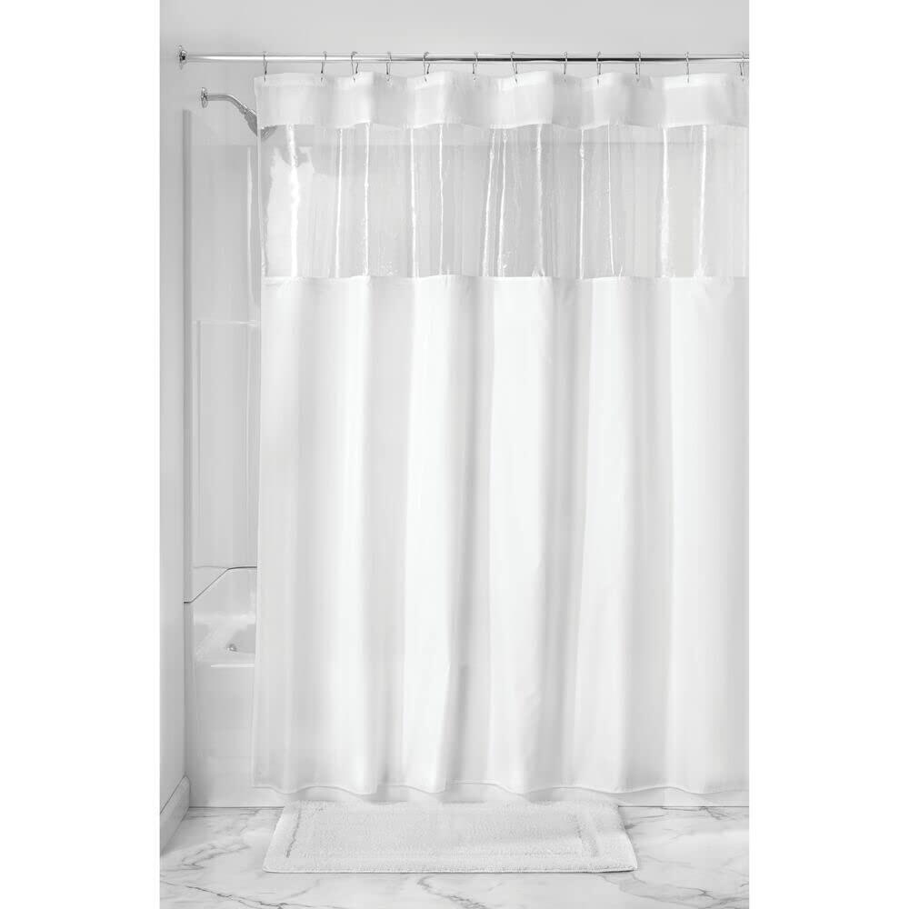 InterDesign Fabric Shower Curtain White Clear 72x72 Inches