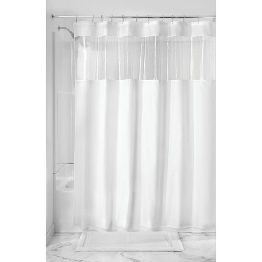 InterDesign Fabric Shower Curtain White Clear 72x72 Inches