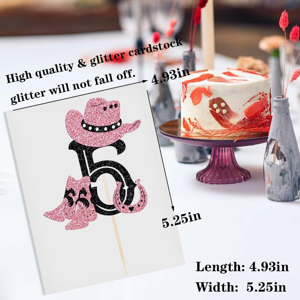 Cowboy 5th Birthday Cake Topper Western Party Decorations for Boys & Girls