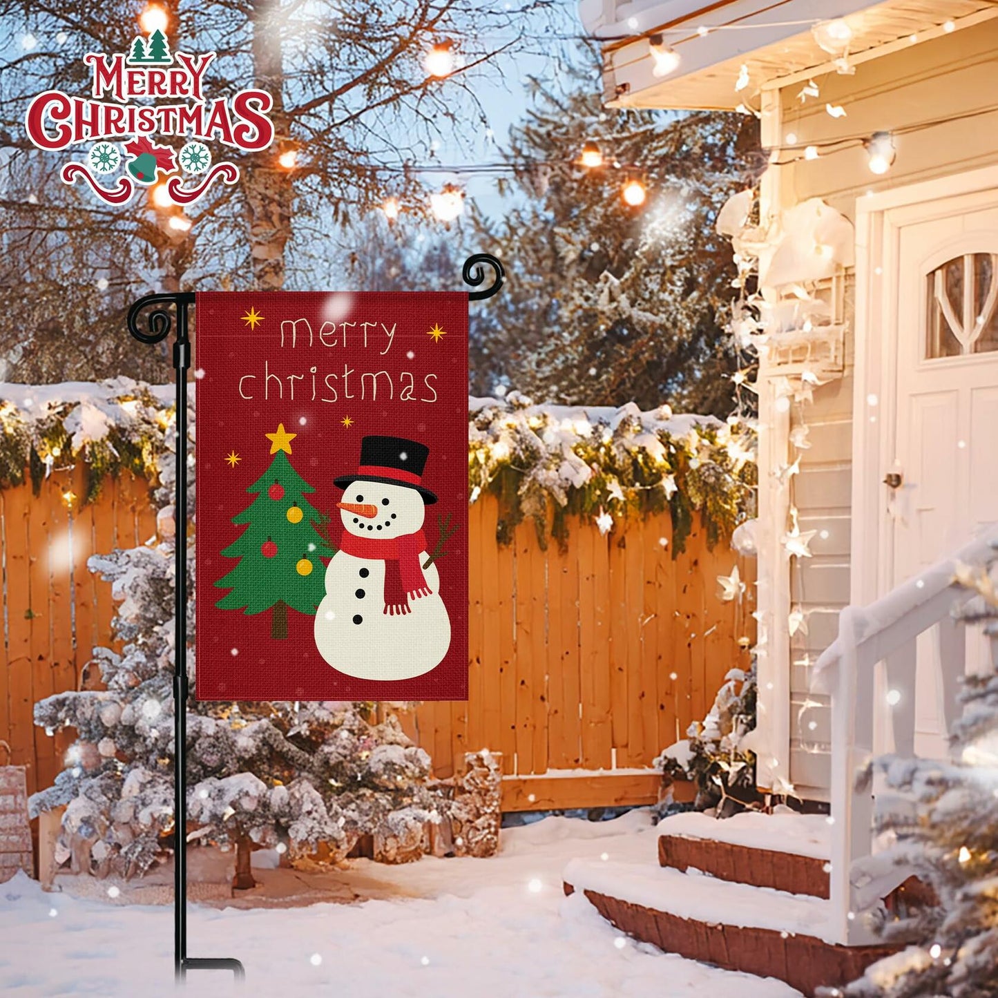 HOOSUN Halloween Garden Flag Double Sided Pumpkins 12x18 Inch White Nylon