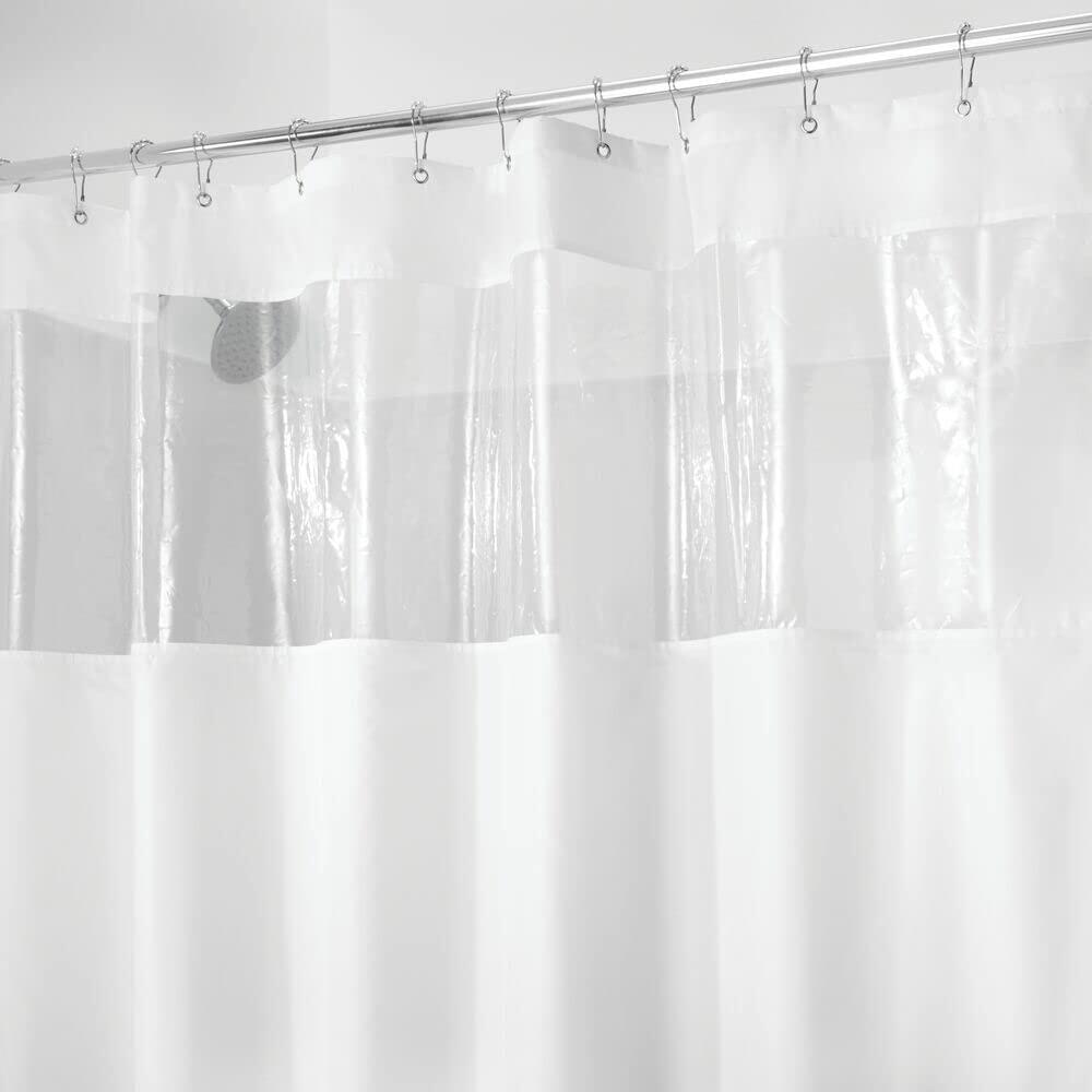 InterDesign Fabric Shower Curtain White Clear 72x72 Inches