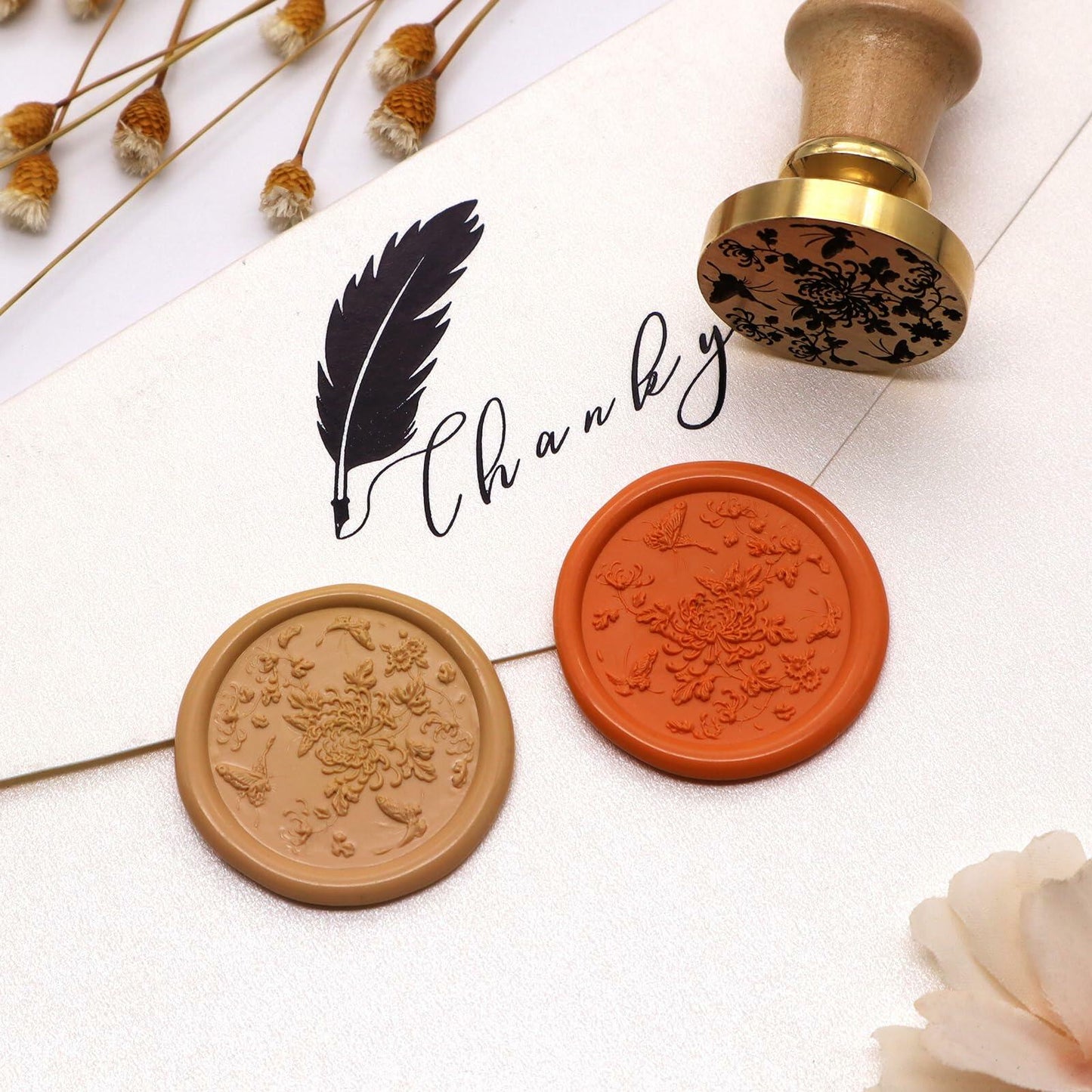 QINGNING Animalia Butterfly Wax Seal Stamp Laser Engraved Brass Head