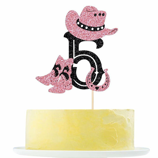 Cowboy 5th Birthday Cake Topper Western Party Decorations for Boys & Girls
