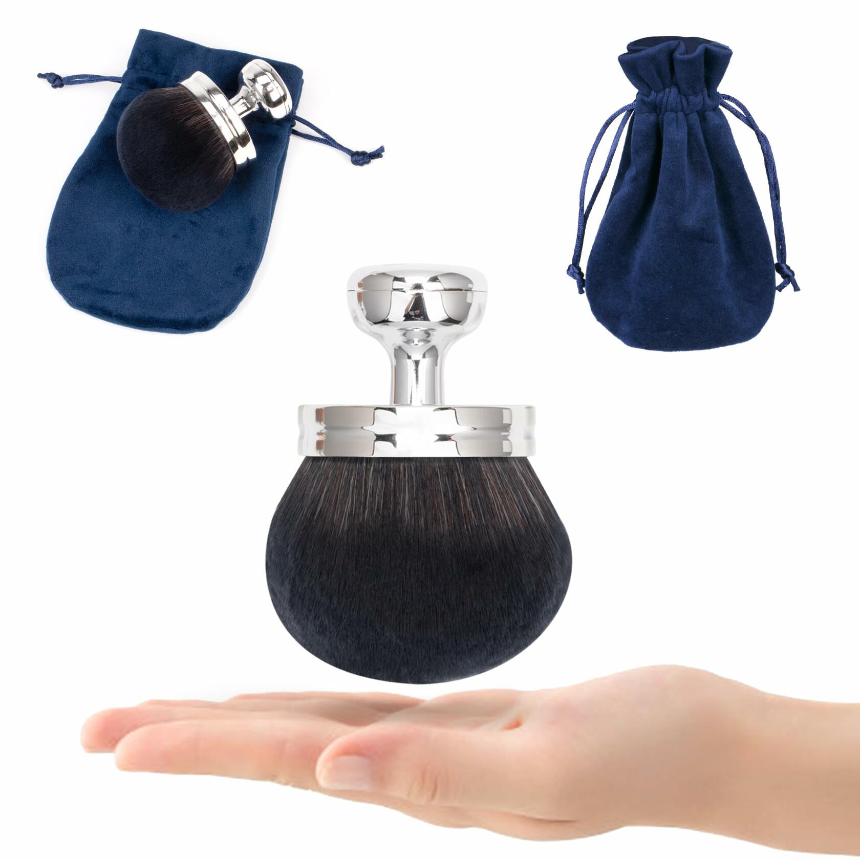 BABYSHEEP Blend & Blur Body Makeup Brush Kabuki 3in Wide Head Silver