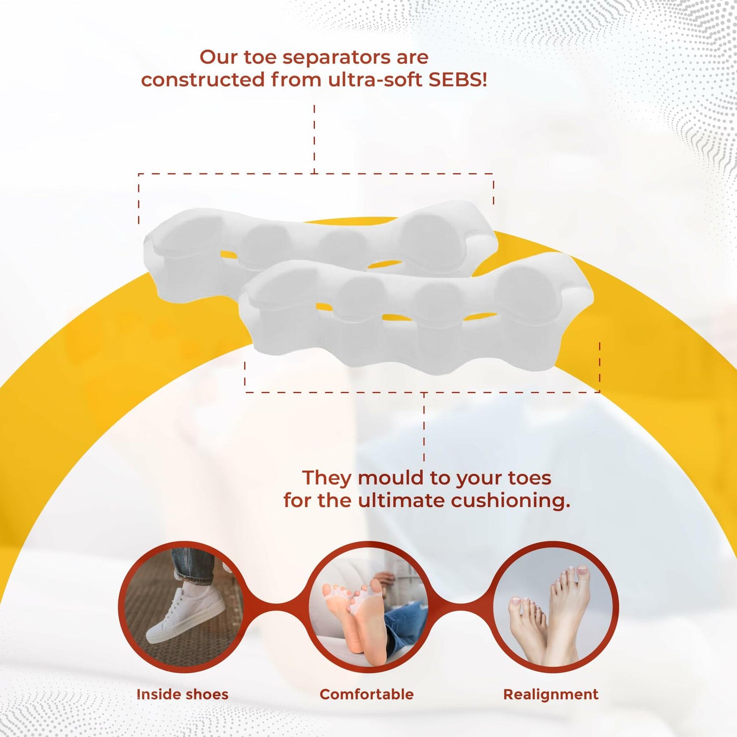 Kubbar Orthopedic Toe Spacers Bunion Corrector Hammer Toe Straightener 2 Pairs