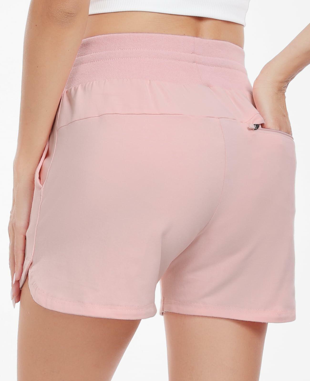 Haimont Women's Cotton High Waist Sweat Shorts 4" Pink 3 Pockets Size XS