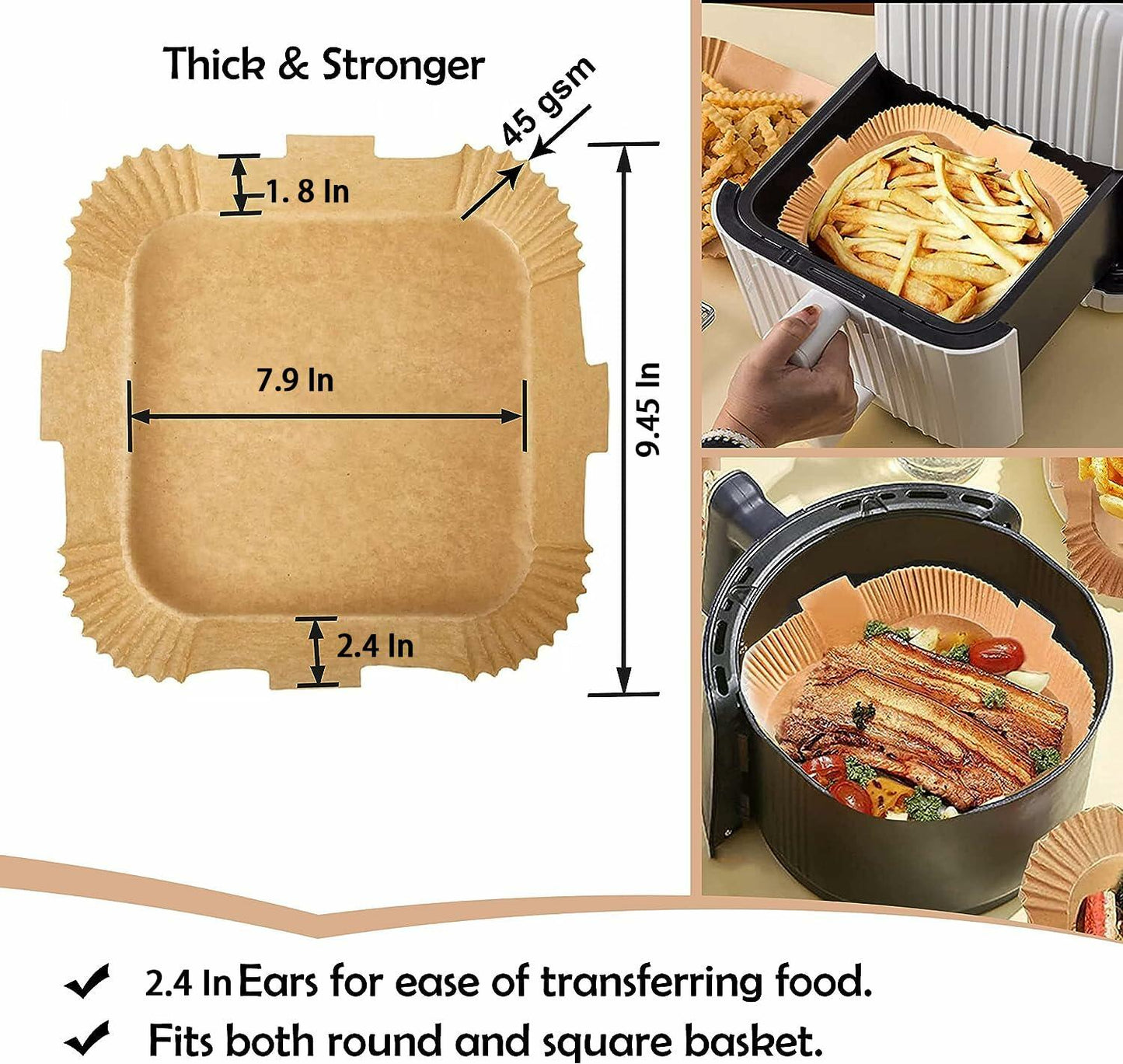 Yampahpa 100PCS Large Air Fryer Parchment Paper Liners 7.9in Square