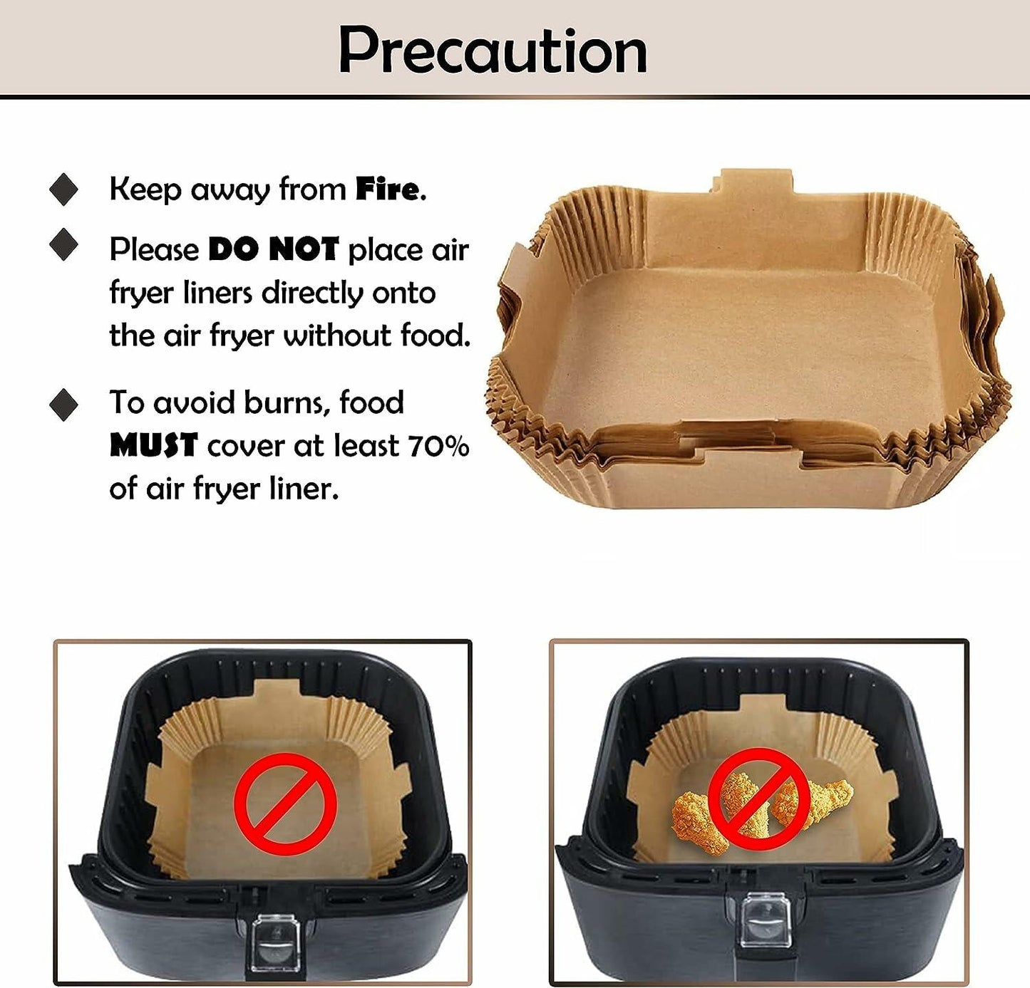 Yampahpa 100PCS Large Air Fryer Parchment Paper Liners 7.9in Square