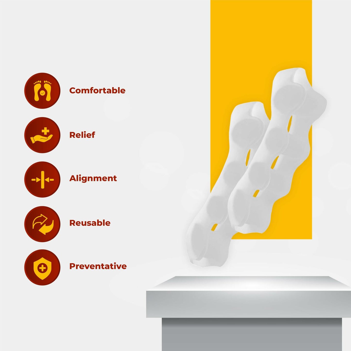 Kubbar Orthopedic Toe Spacers Bunion Corrector Hammer Toe Straightener 2 Pairs