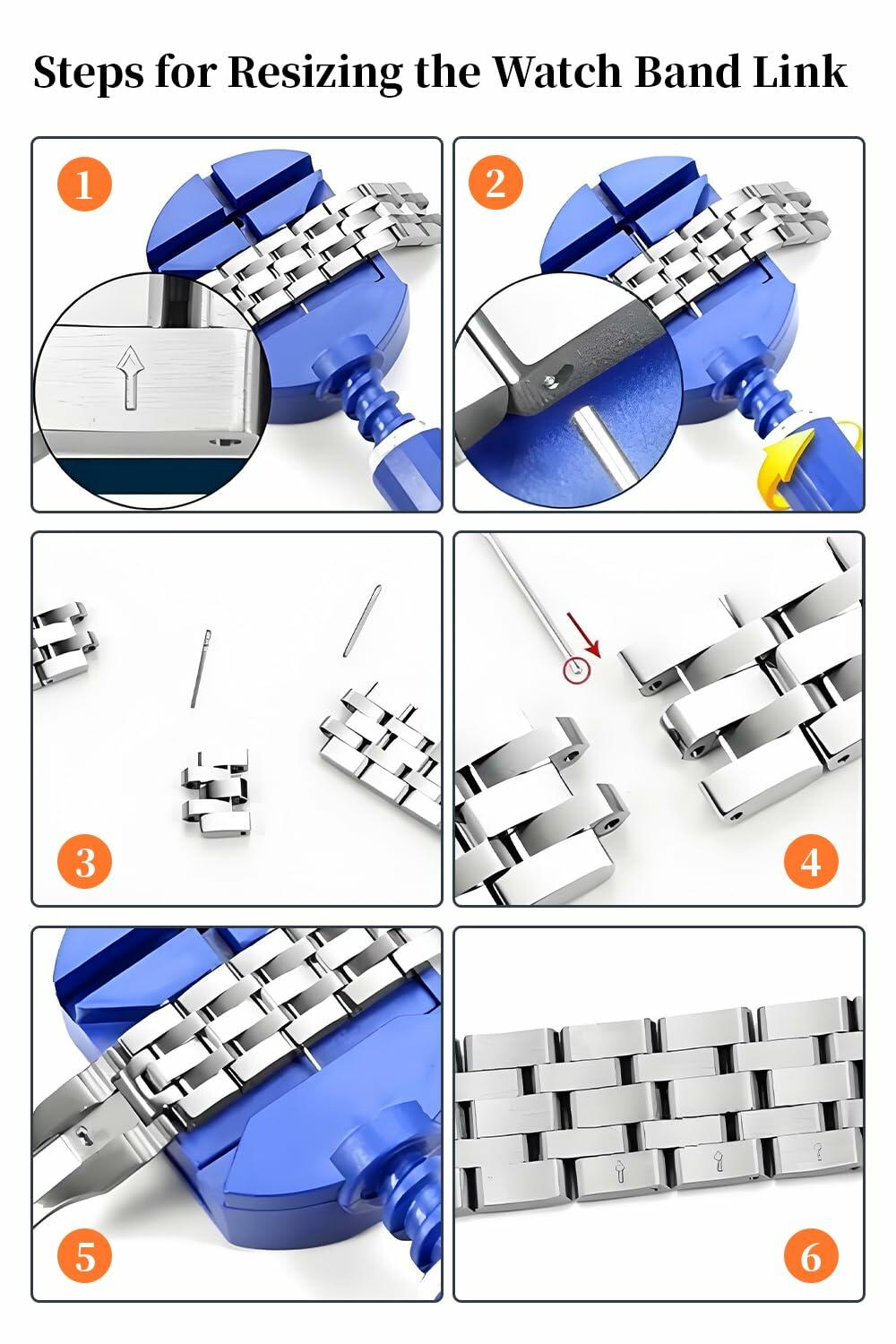 SIXCOLORS Watch Link Band Pin Removal Tool Kit with Spring Bar Tool Blue