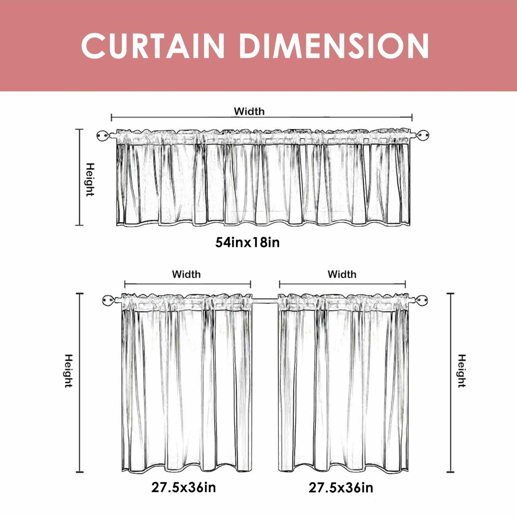 aiwkjdns 3 Piece Christmas Kitchen Window Curtains Set Red Rayon 27.5x36 in