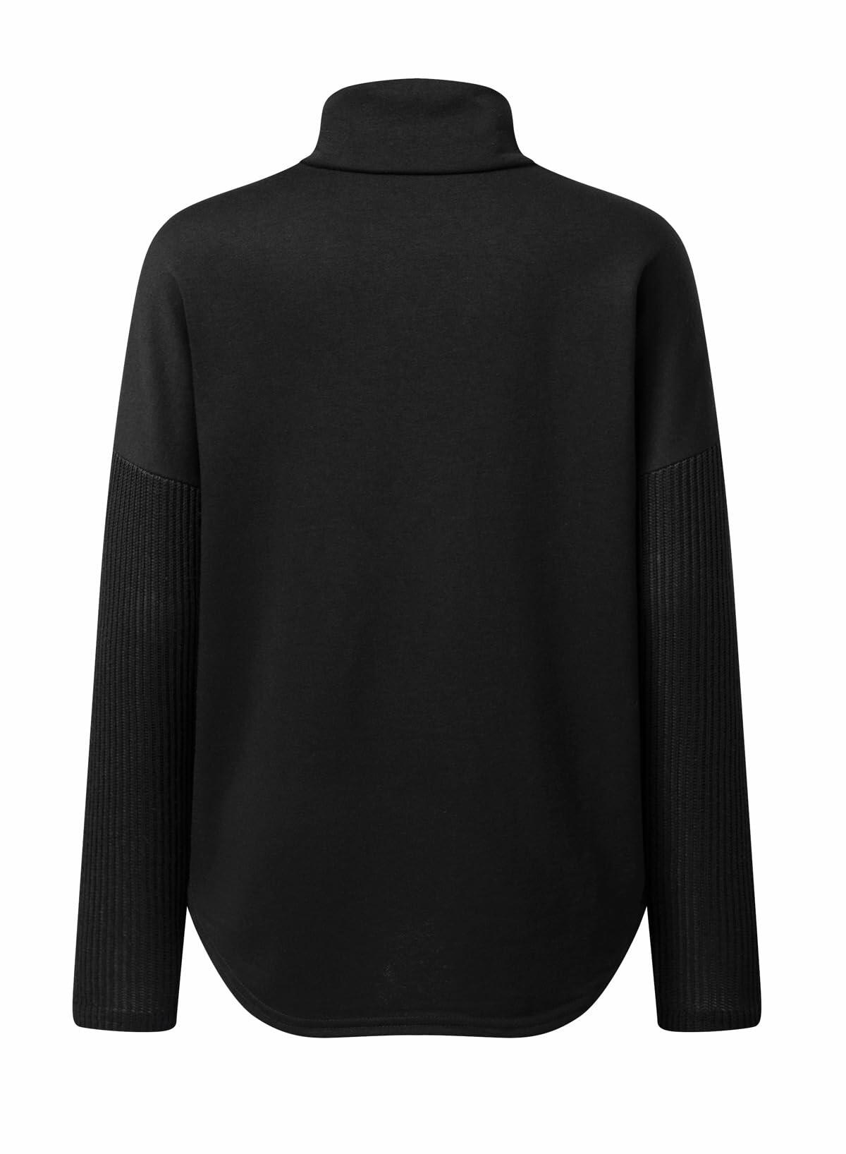 SHEWIN Women Oversized Sweatshirt Button Up Fall Spring Soft Loose Top Black 2XL